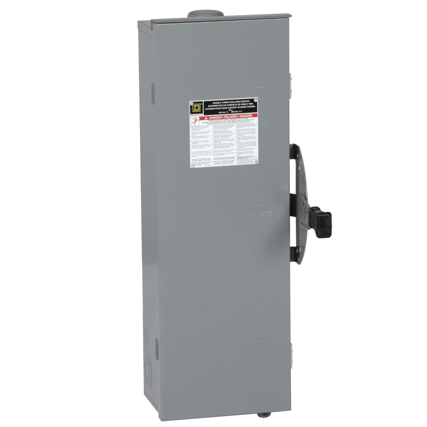 DT362RB Double Throw Heavy Duty Upper Fusible Safety Switch, 600 V AC/DC, 60 A, 15 hp, 3PST Contact, 3 Poles