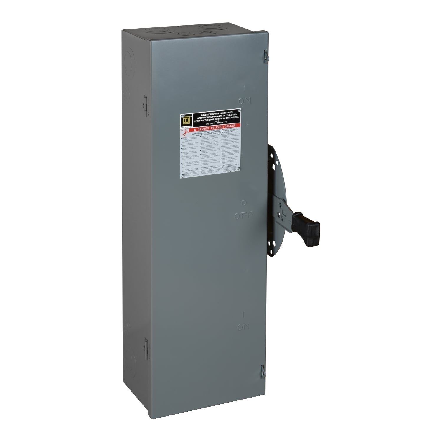 DTU223 DT Series Double Throw Heavy Duty General Purpose Non-Fusible Safety Switch, 240 V AC/250 V DC, 100 A, 15 hp, 2 Form C DPDT Contact, 2 Poles
