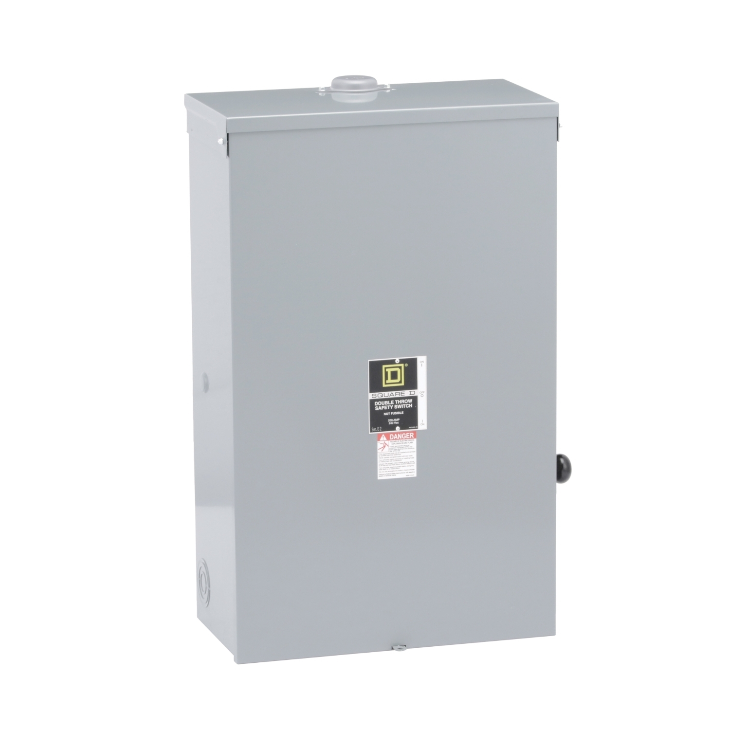 DTU224NRB Non-Fusible Iceproof Rainproof Safety Switch, 240 V AC/250 V DC, 200 A, 15 hp, 2 Form C DPDT Contact, 2 Poles