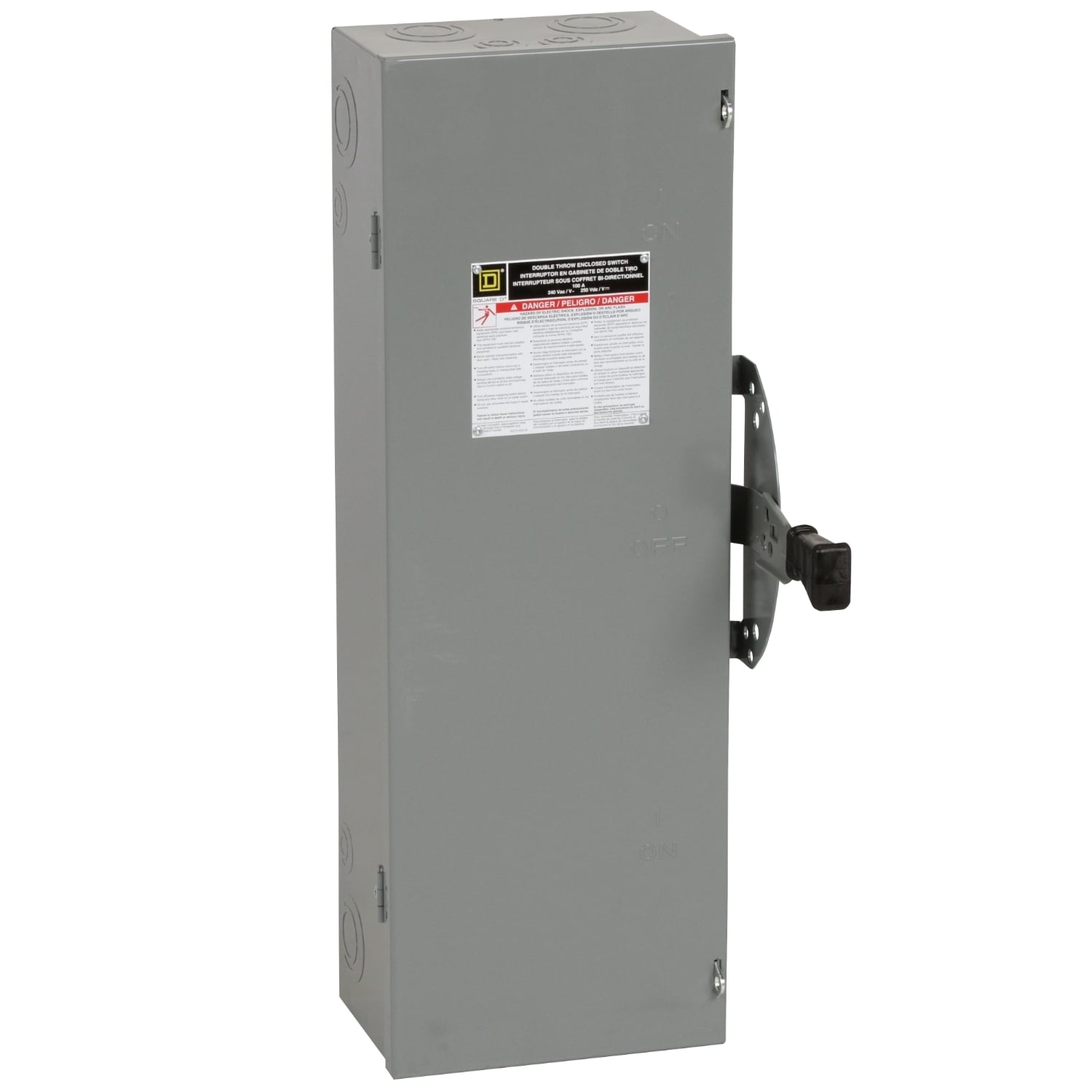 DTU323 DT Series Double Throw General Purpose Non-Fusible Safety Switch, 240 V AC/250 V DC, 100 A, 15 hp, 20 hp, 30 hp, 3 Form C 3PDT Contact, 3 Poles