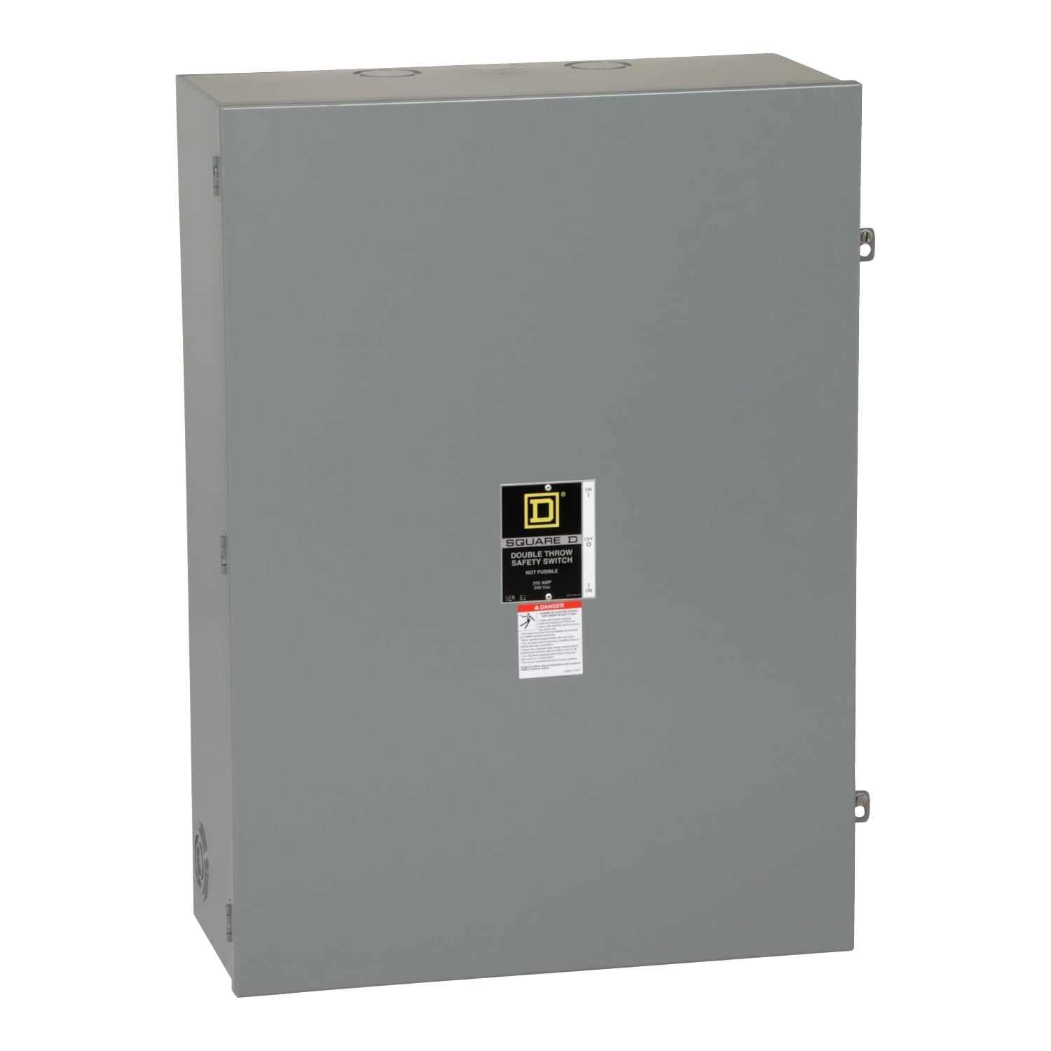 DTU324N E1 Non-Fusible Disconnect Safety Switch With Factory Installed Neutral, 240 V AC, 200 A, 15 hp, 3 Form C 3PDT Contact, 3 Poles