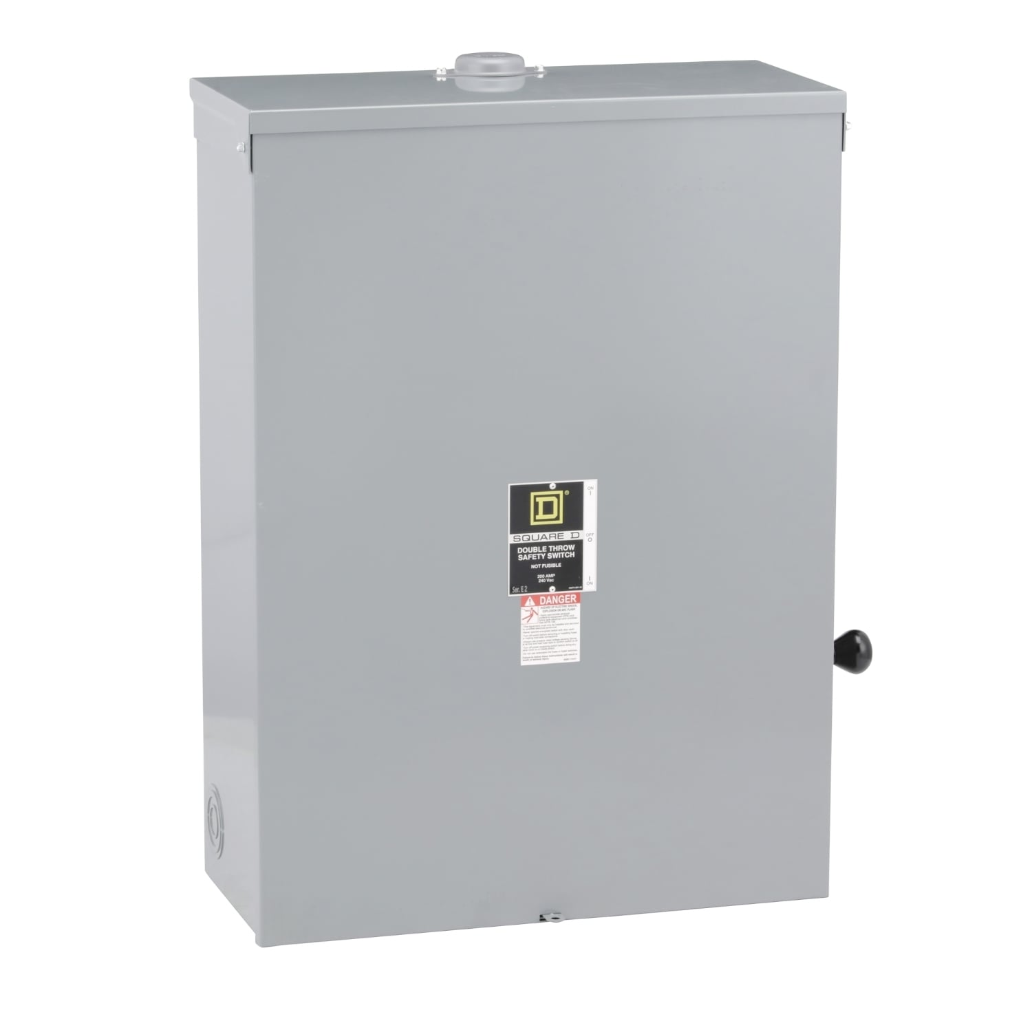 DTU324NRB E1 Series Non-Fusible Iceproof Rainproof Sleetproof Safety Switch With Bolt-On Factory Installed Neutral, 240 V AC/250 V DC, 200 A, 15 hp, 3 Form C 3PDT Contact, 3 Poles