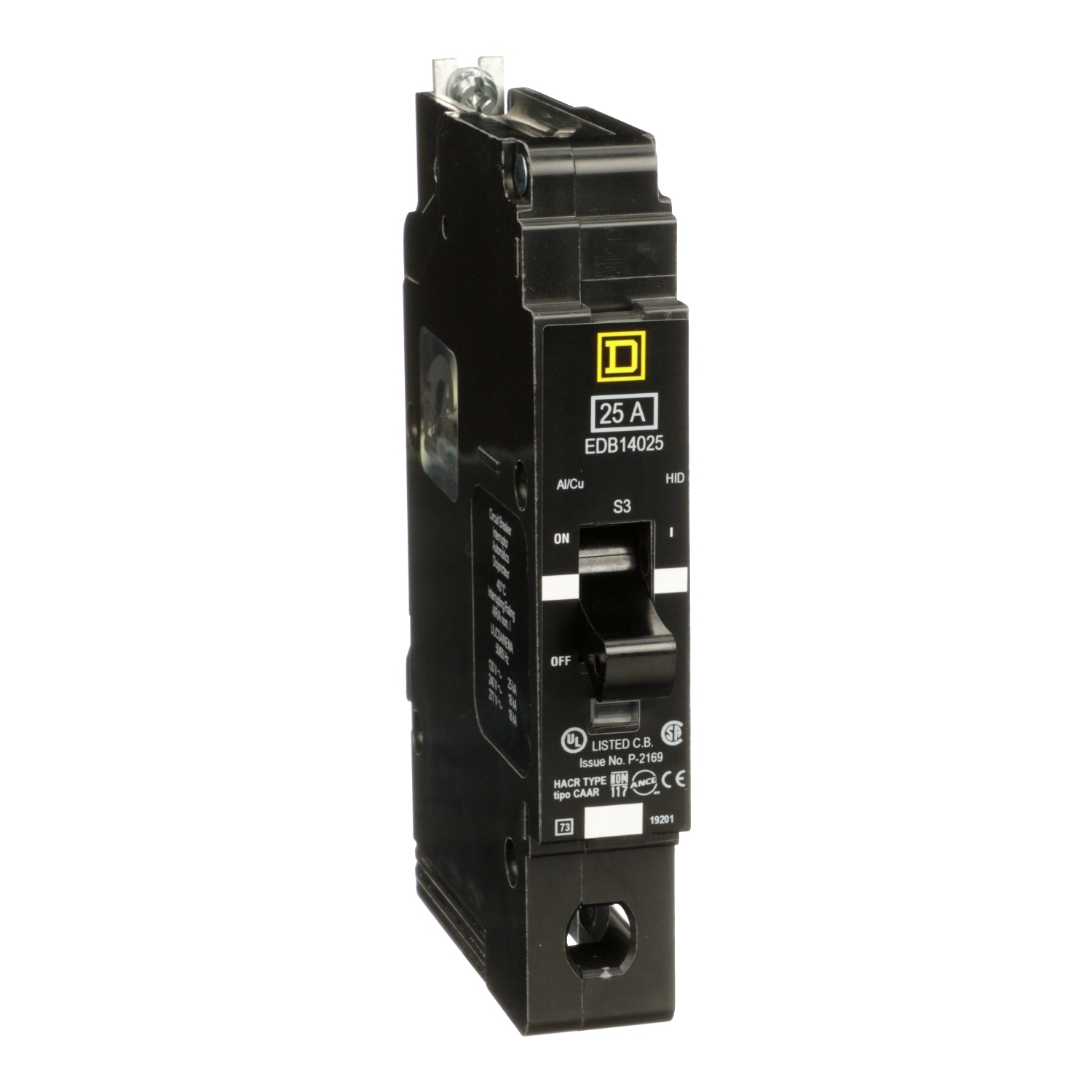 EDB14025 Miniature Circuit Breaker, 25 Amp, 1 Pole, 277V