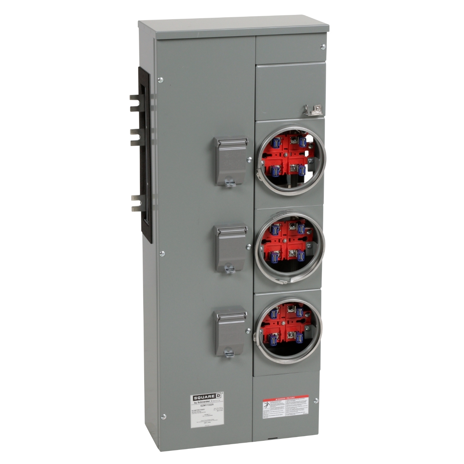 EZM113225 Branch Unit, EZ Meter Pak, 225 Amp, 3 Socket, 120/240V, No Bypass, Ringed, Aluminum Busbar