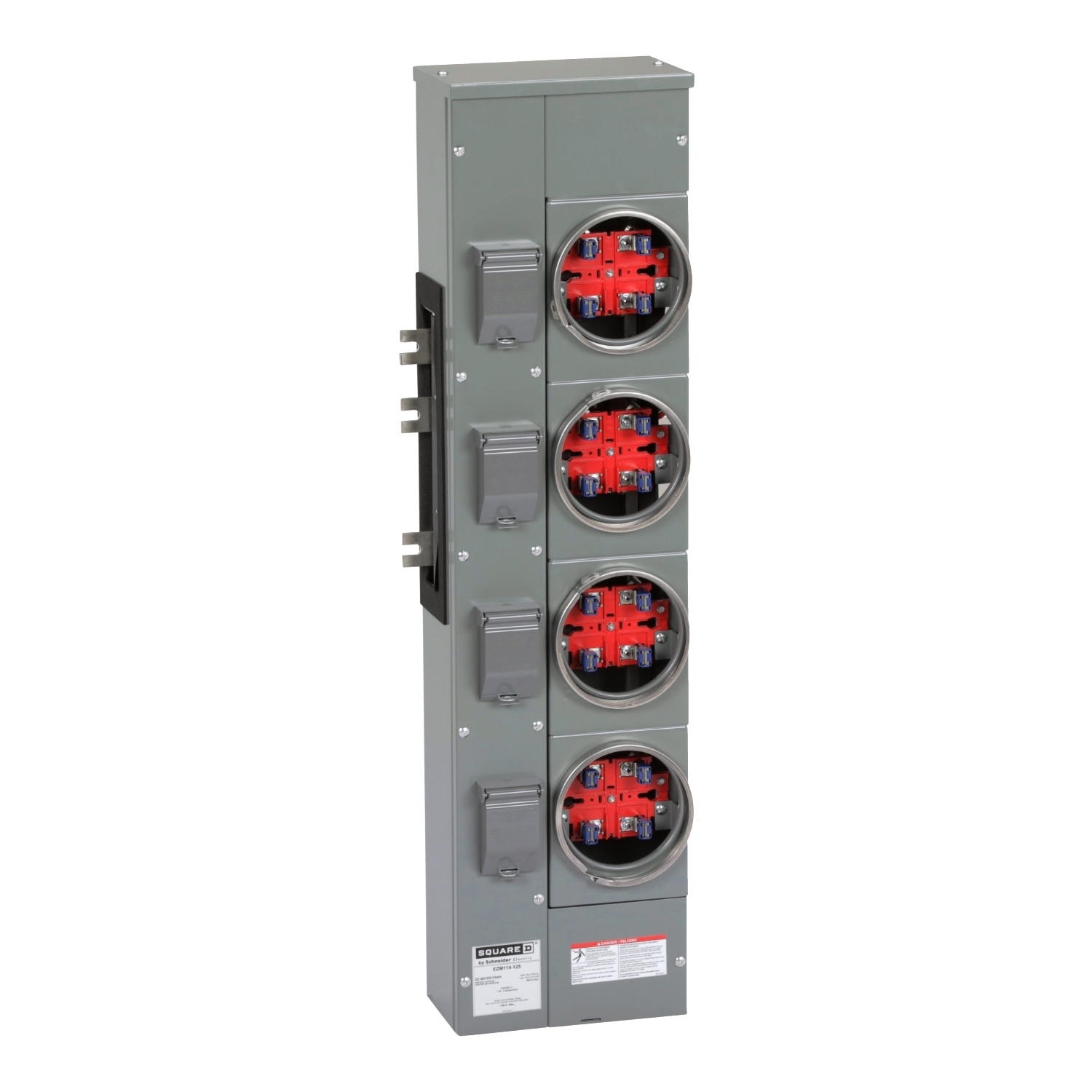EZM114125 Branch Unit, EZ Meter Pak, 125 Amp, 4 Socket, 120/240V, No Bypass, Ringed, Aluminum Busbar