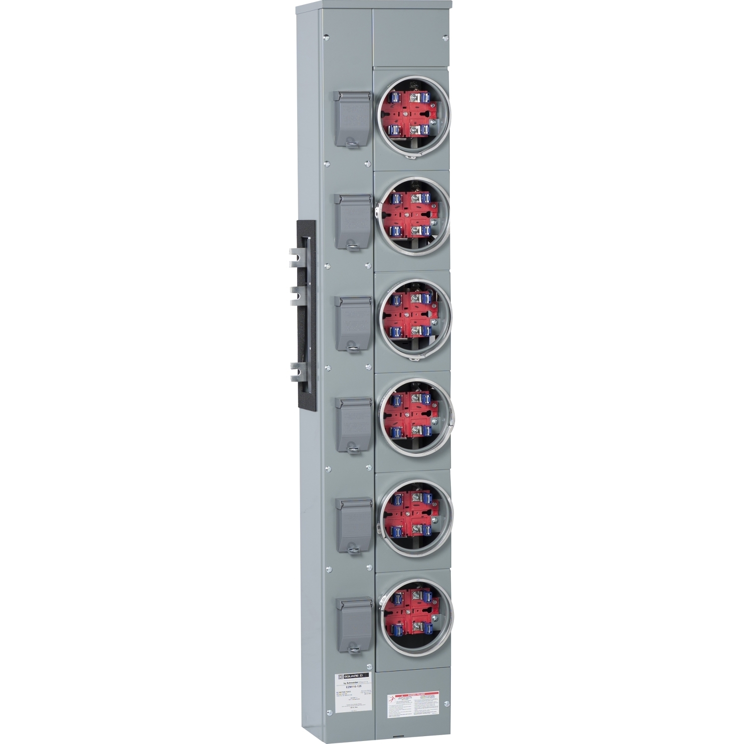 EZM116125 Branch Unit, EZ Meter Pak, 125 Amp, 6 Socket, 120/240V, No Bypass, Ringed, Aluminum Busbar