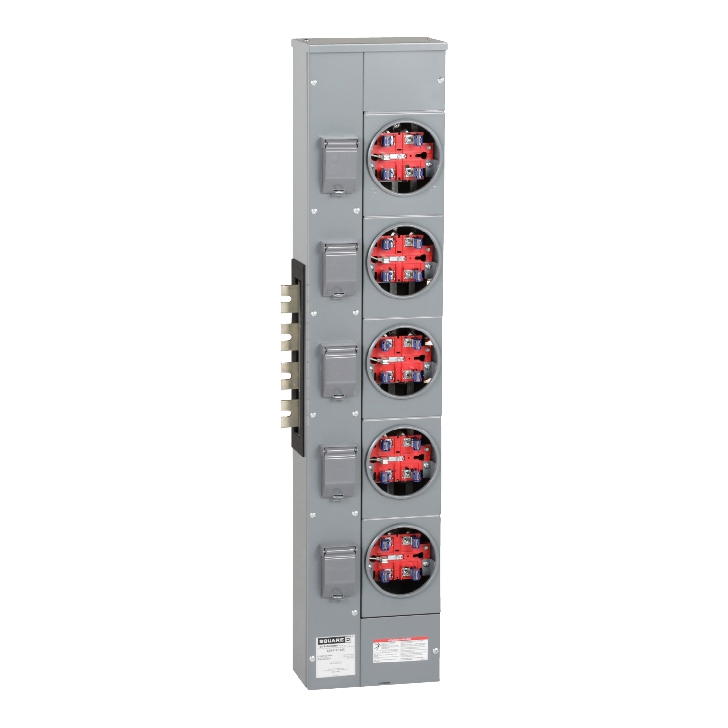 EZM315125X Branch Unit, EZ Meter Pak, 125 Amp, 5 Socket, 208Y/120V, No Bypass, Ringed, Aluminum and Copper Busbar