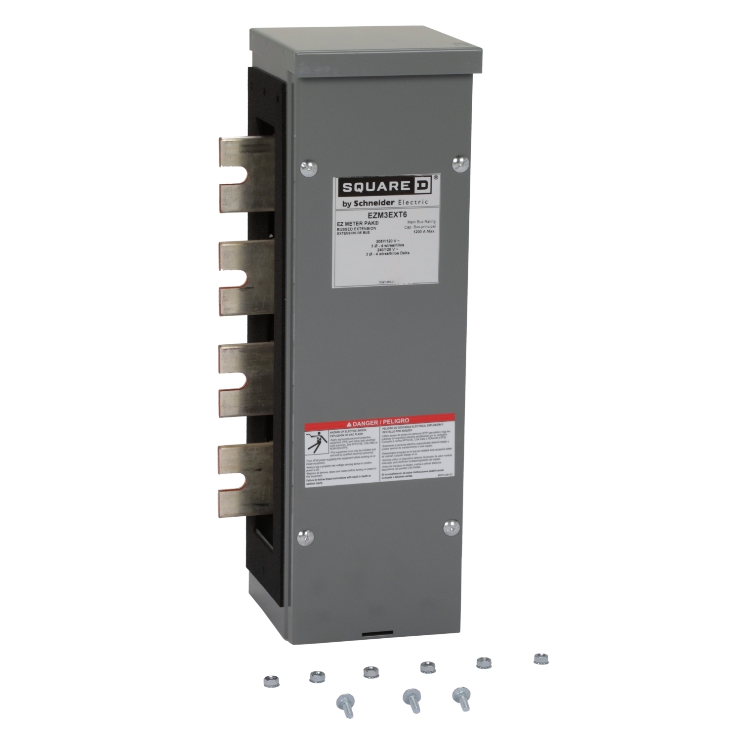 EZM3EXT6 Meter Accessory, EZ Meter Pak, Bus Extension 1200 Amp, Indoor/Outdoor, 3 Phase, 4 Wire, Copper, 6 inch
