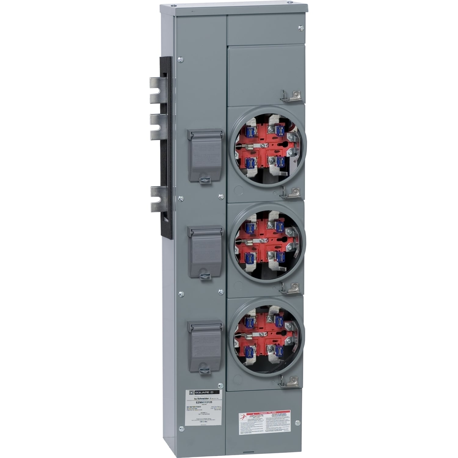 EZMH113125X Branch Unit, EZ Meter Pak, 125 Amp, 3 Socket, 120/240V, Horn Bypass, Ringless, Aluminum and Copper Busbar
