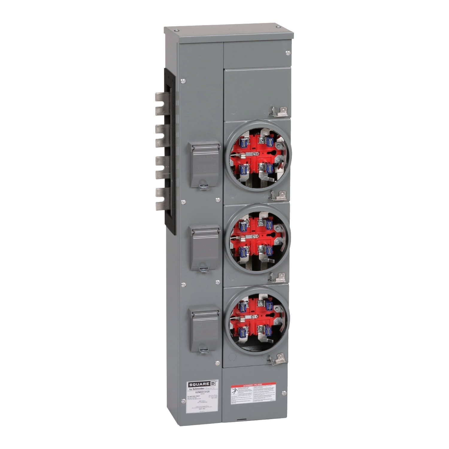 EZMH313125 Branch Unit, EZ Meter Pak, 125 Amp, 3 Socket, 208Y/120V, Horn Bypass, Ringless, Aluminum Busbar