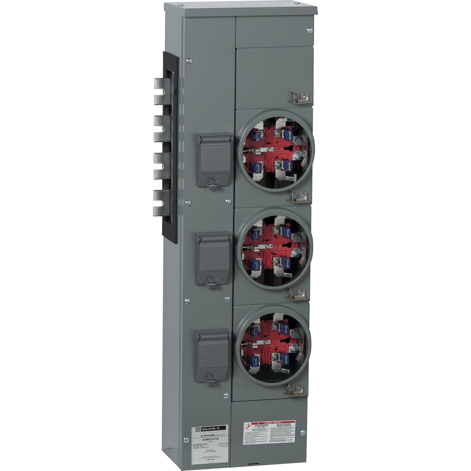 EZMH313125X Branch Unit, EZ Meter Pak, 125 Amp, 3 Socket, 208Y/120V, Horn Bypass, Ringless, Aluminum and Copper Busbar