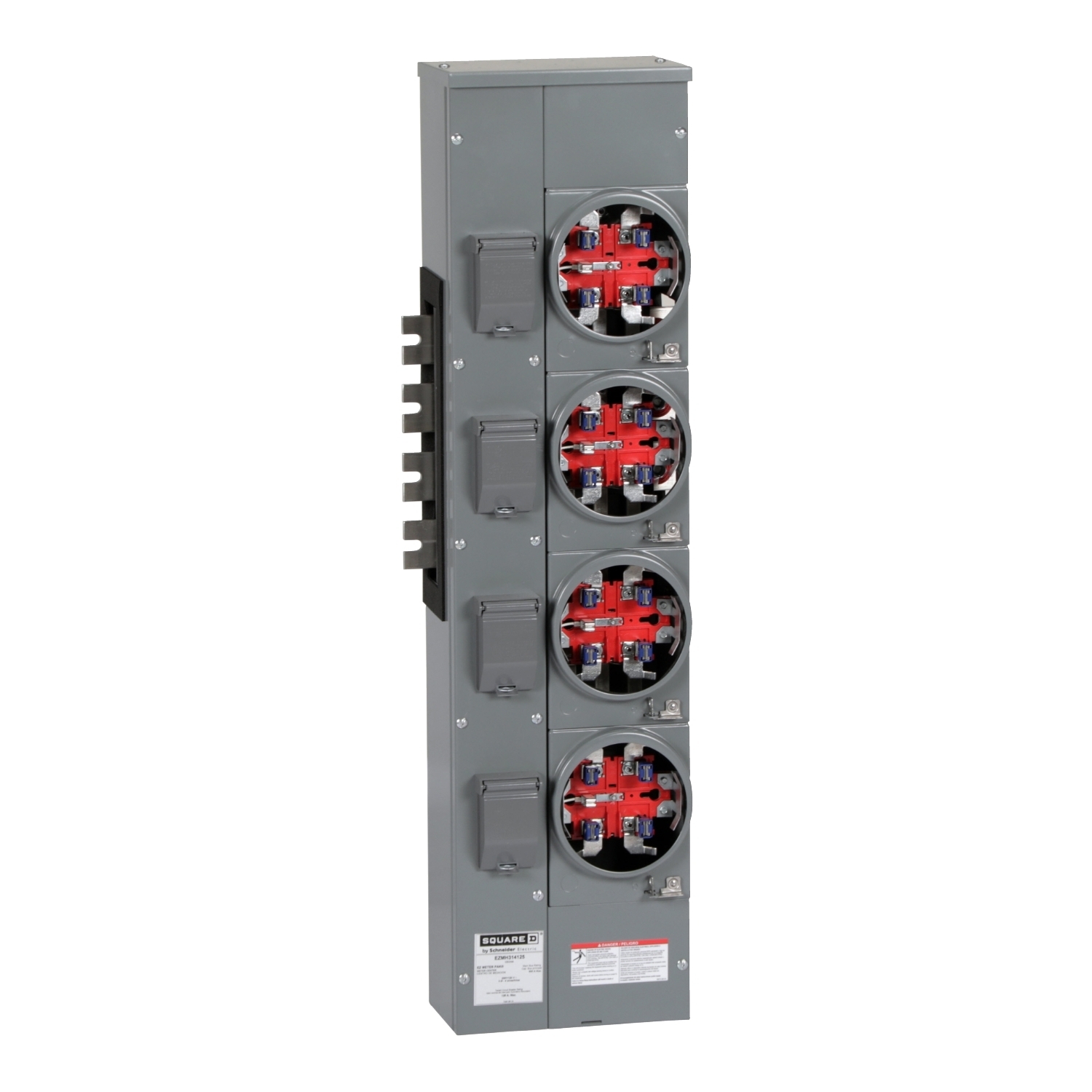 EZMH314125 Branch Unit, EZ Meter Pak, 125 Amp, 4 Socket, 208Y/120V, Horn Bypass, Ringless, Aluminum Busbar