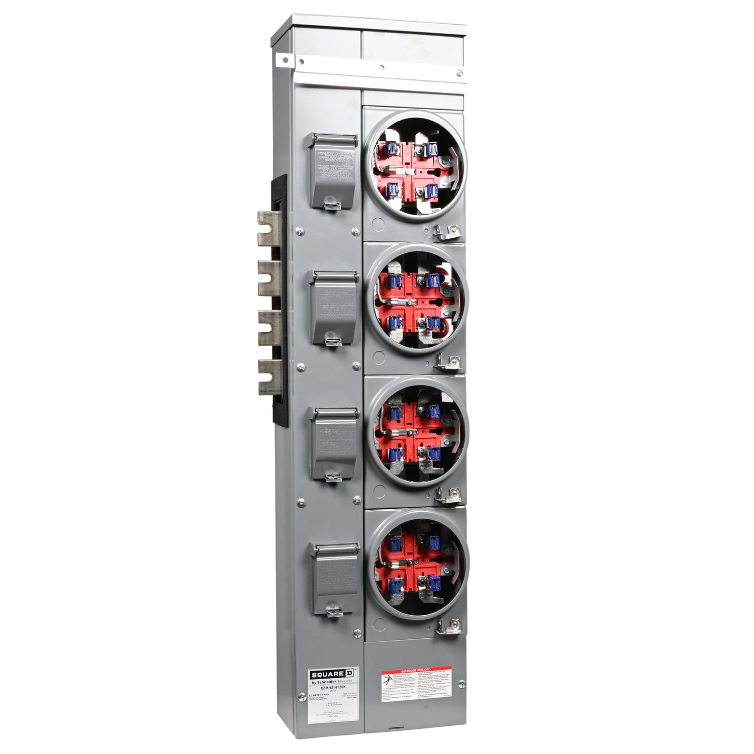 EZMH314125X Branch Unit, EZ Meter Pak, 125 Amp, 4 Socket, 208Y/120V, Horn Bypass, Ringless, Aluminum and Copper Busbar