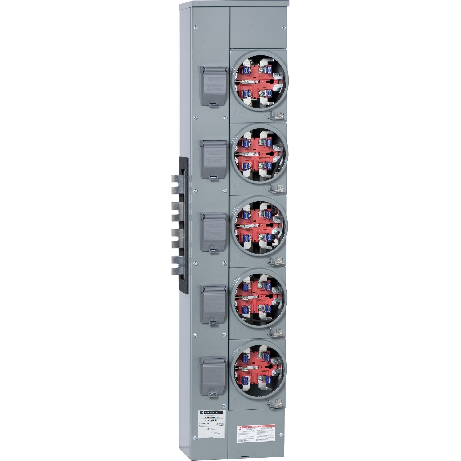 EZMH315125X Branch Unit, EZ Meter Pak, 125 Amp, 5 Socket, 208Y/120V, Horn Bypass, Ringless, Aluminum and Copper Busbar