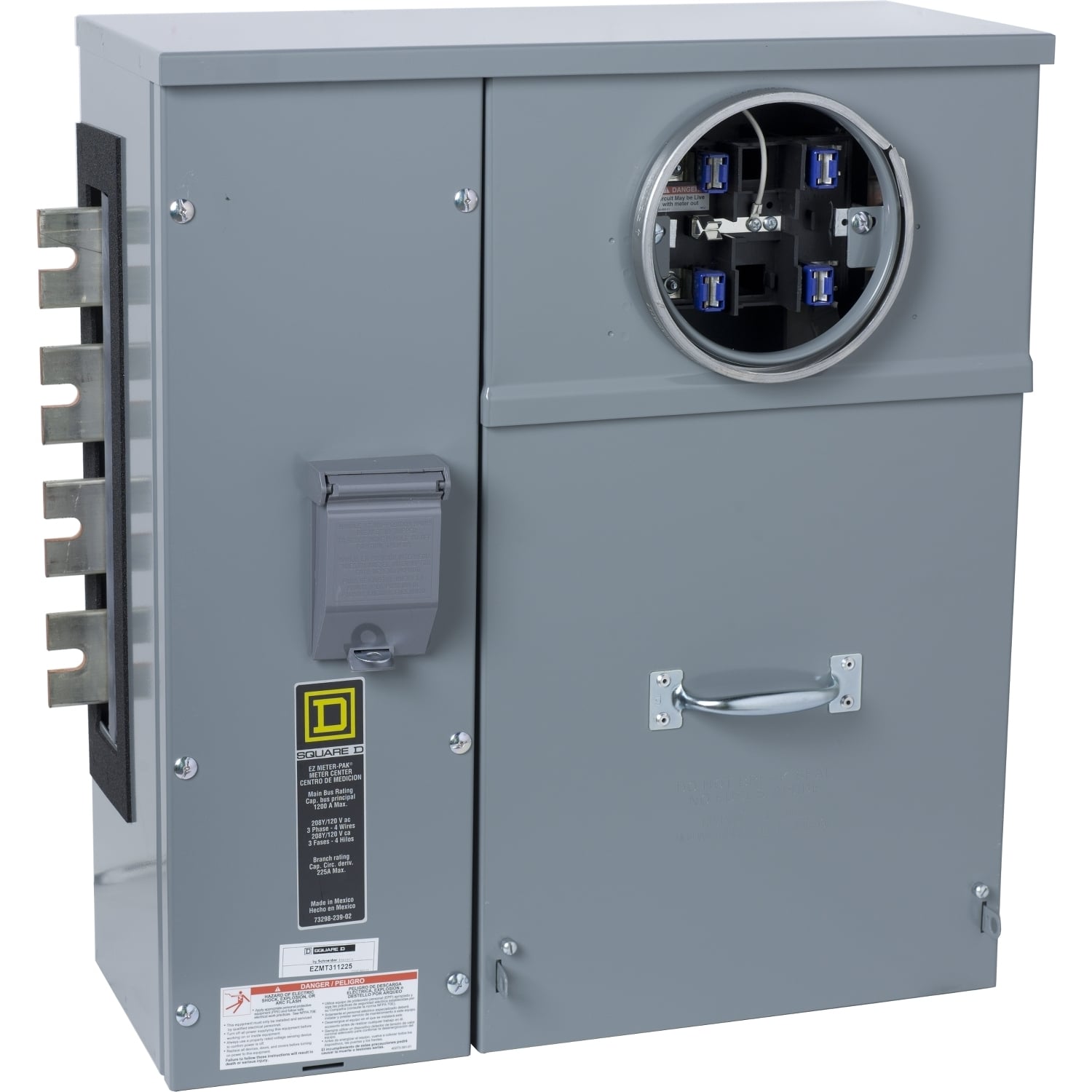 EZMT311225 Branch Unit, EZ Meter Pak, 225 Amp, 1 Socket, 208Y/120V, Test Block Bypass, Ringed
