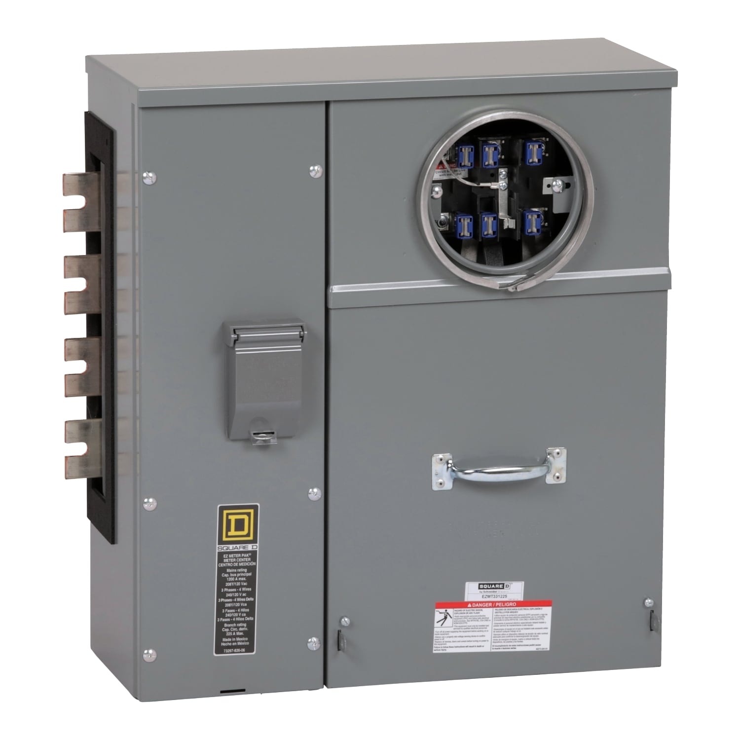 EZMT331225 Branch Unit, EZ Meter Pak, 225 Amp, 1 Socket, 208Y/120V, Test Block Bypass, Ringed