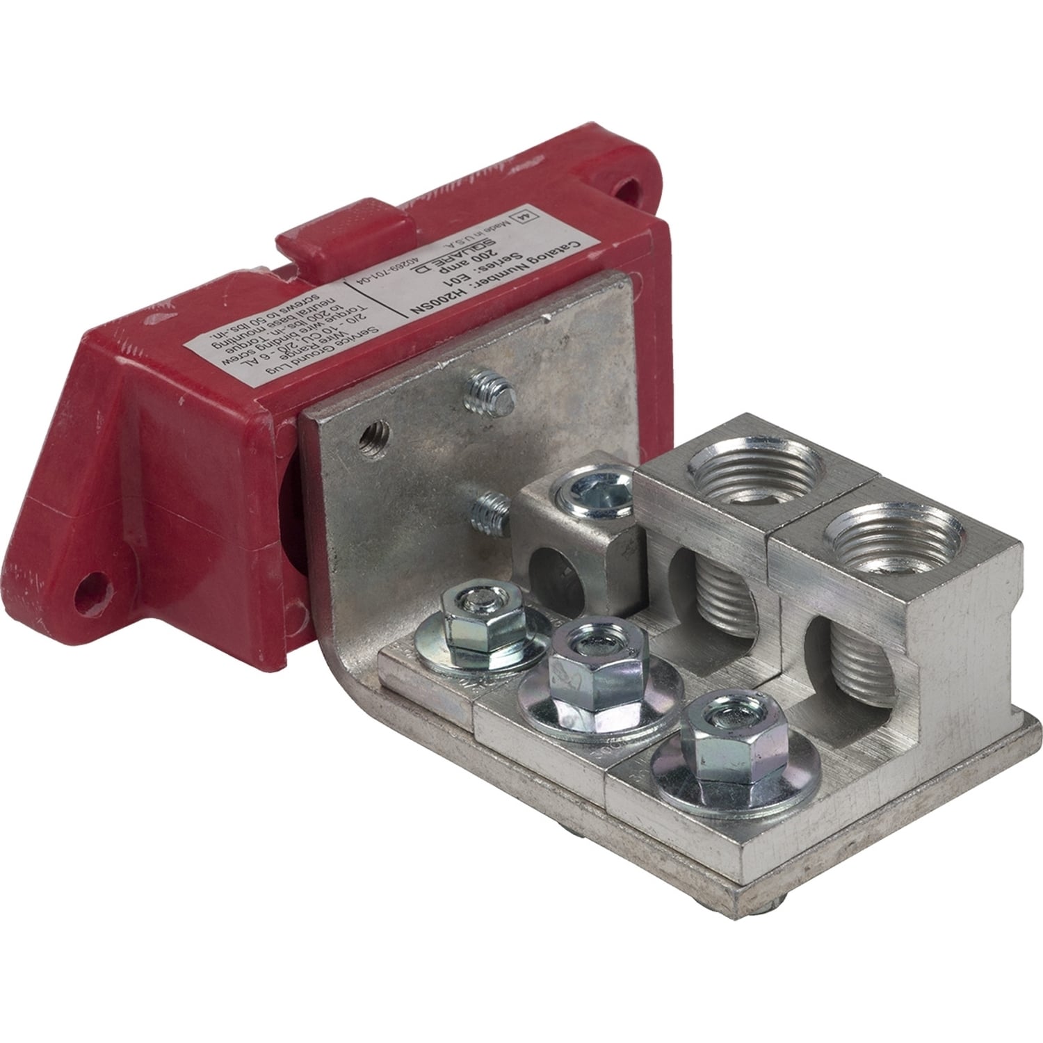H200SN Groundable Insulated Solid Neutral Assembly Kit, For Use With Class 3110 E2 to E4 Series 200 A Heavy Duty Safety Switch, 240/600 V AC, 300 kcmil, 2/0 AWG Aluminum/Copper Service Ground Lug