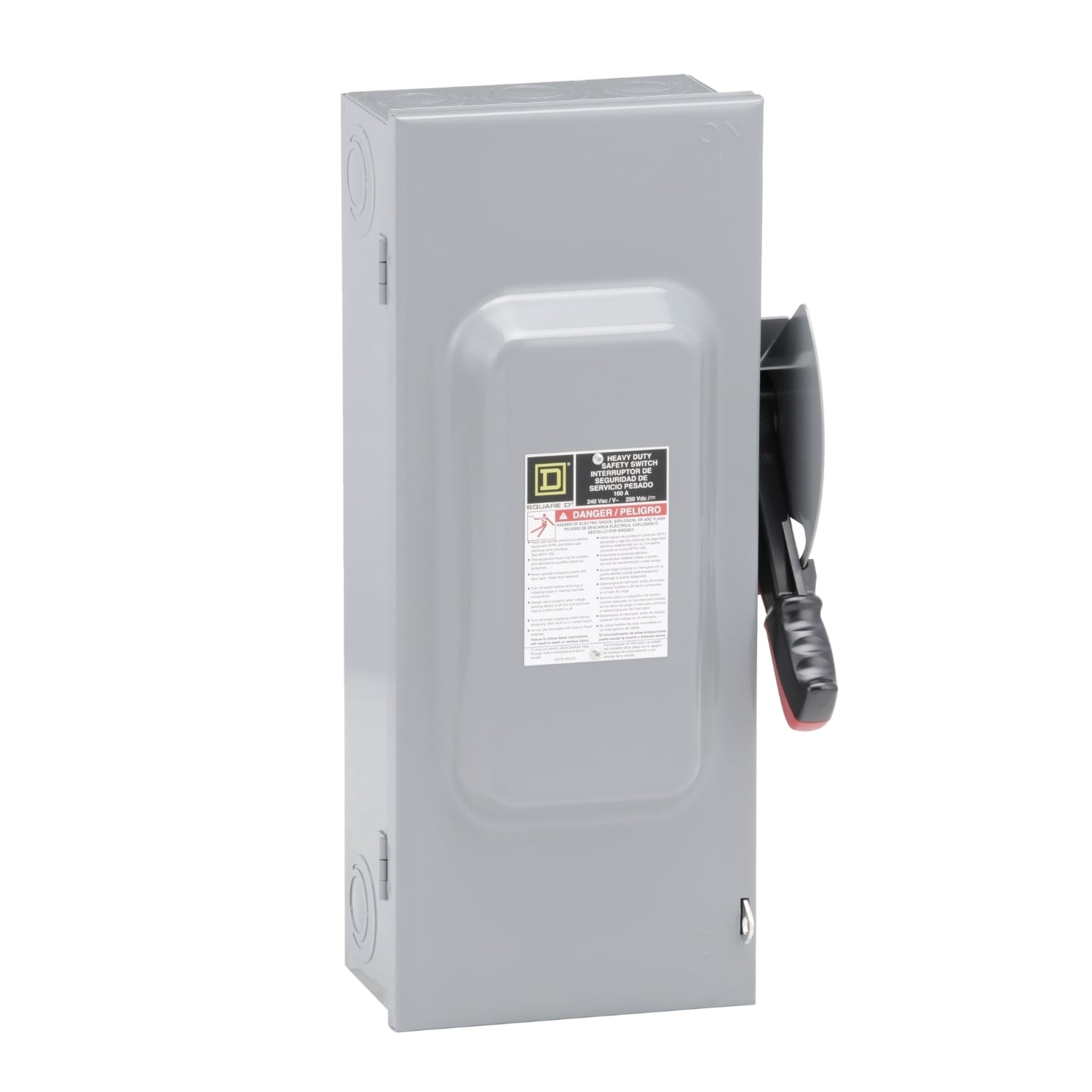 H323N Heavy Duty Fusible Safety Switch, 240/250 VAC/VDC, 100 A, 7-1/2 hp, 20 hp, 3PST Contact, 3 Poles