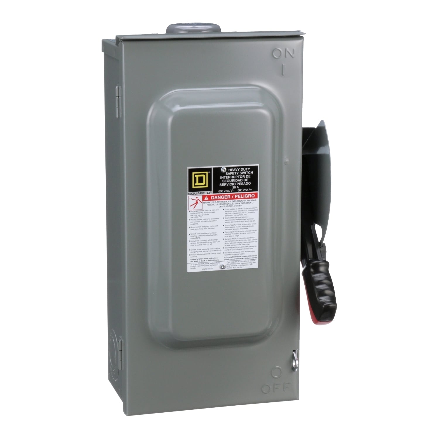 H3612RBGL F5 Fusible Rainproof Heavy Duty Safety Switch With Bolt-On Hub Provision, 600 VAC/VDC, 30 A, 20 hp at 600 VAC, 15 hp at 600 VDC, 3PST Contact, 3 Poles