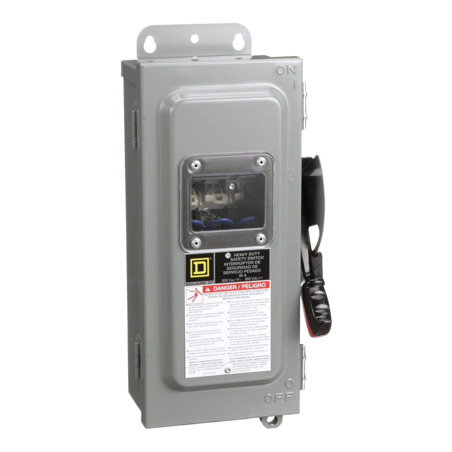 H361AWKVW F6 Dust/Driptight Fusible Iceproof Rainproof Single Throw Sleetproof Heavy Duty Safety Switch With Viewing Window, 600 VAC/VDC, 30 A, 7-1/2 hp, 10 hp, 15 hp, 20 hp, 3PST Contact, 3 Poles