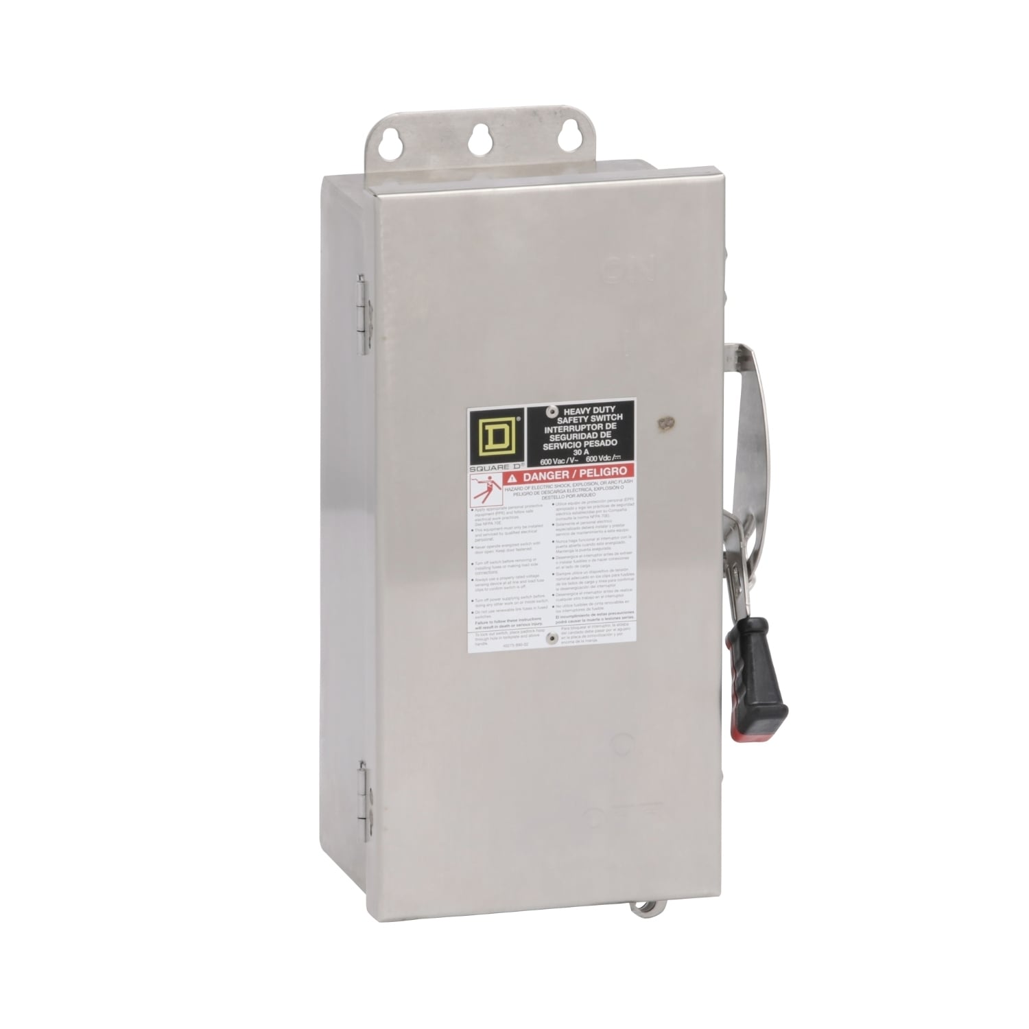 H361DS Corrosion-Resistant Fusible Dusttight Heavy Duty Rainproof Watertight Safety Switch, 600 VAC/VDC, 30 A, 7-1/2 hp, 15 hp, 3PST Contact, 3 Poles