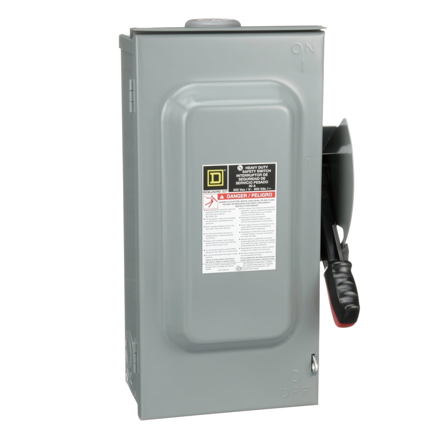 H362NRB Heavy Duty Fusible Iceproof Rainproof Safety Switch, 600 VAC/VDC, 60 A, 15 hp, 30 hp, 3PST Contact, 3 Poles