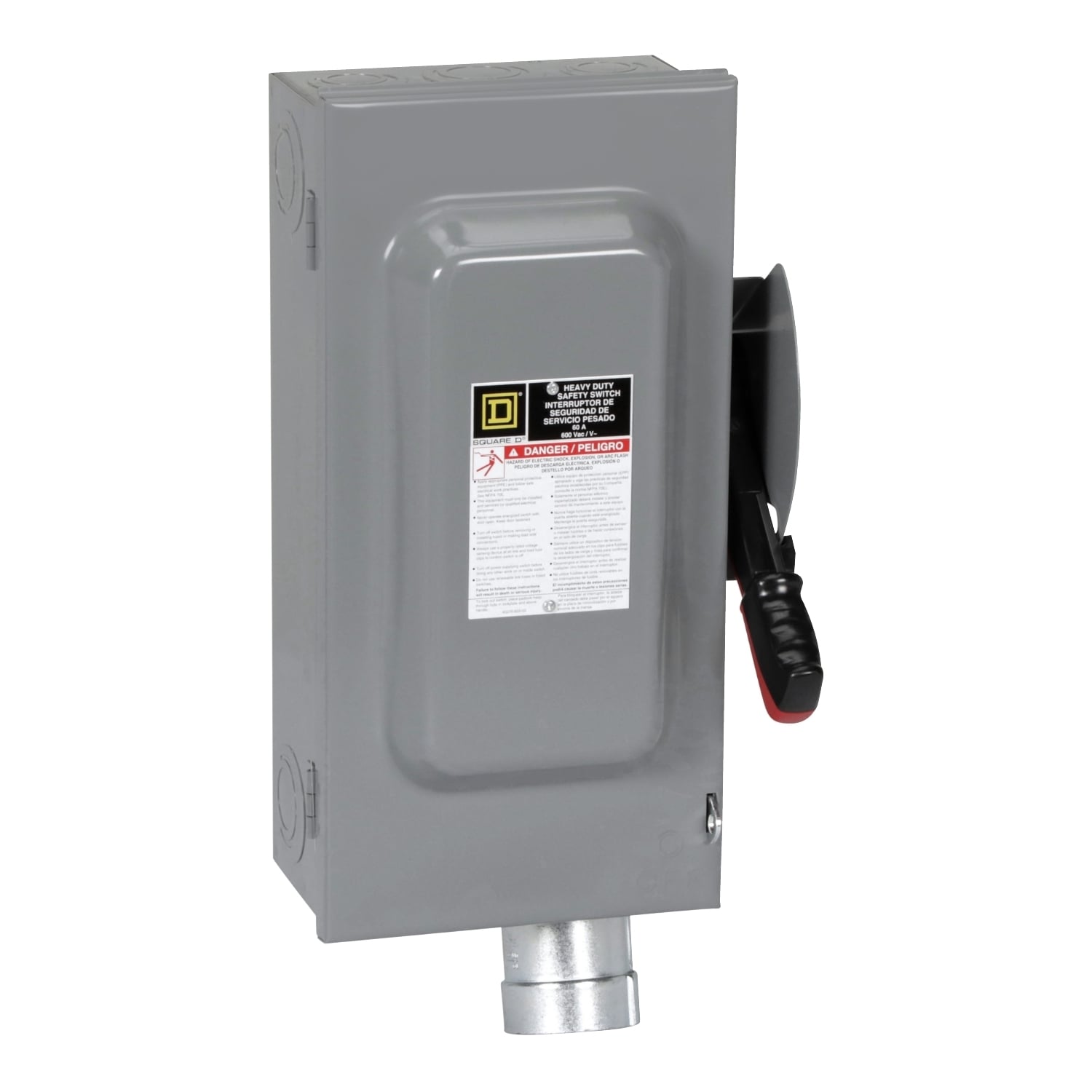 H362WH F5 Fusible General Purpose Heavy Duty Receptacle Safety Switch With Hubbellock Interlocked Receptacle, 600 VAC/VDC, 60 A, 50 hp at 600 VAC, 3PST Contact, 3 Poles