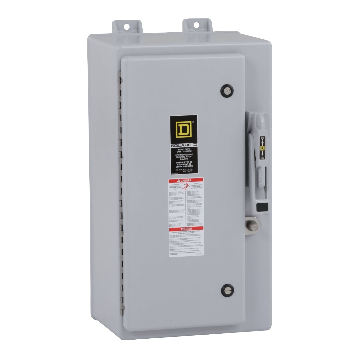 H363DF F1 Corrosion Resistant Dusttight Watertight Fusible Heavy Duty Safety Switch, 600 V AC/DC, 100 A, 75 hp at 600 VAC, 50 hp at 600 VDC, 3 Poles