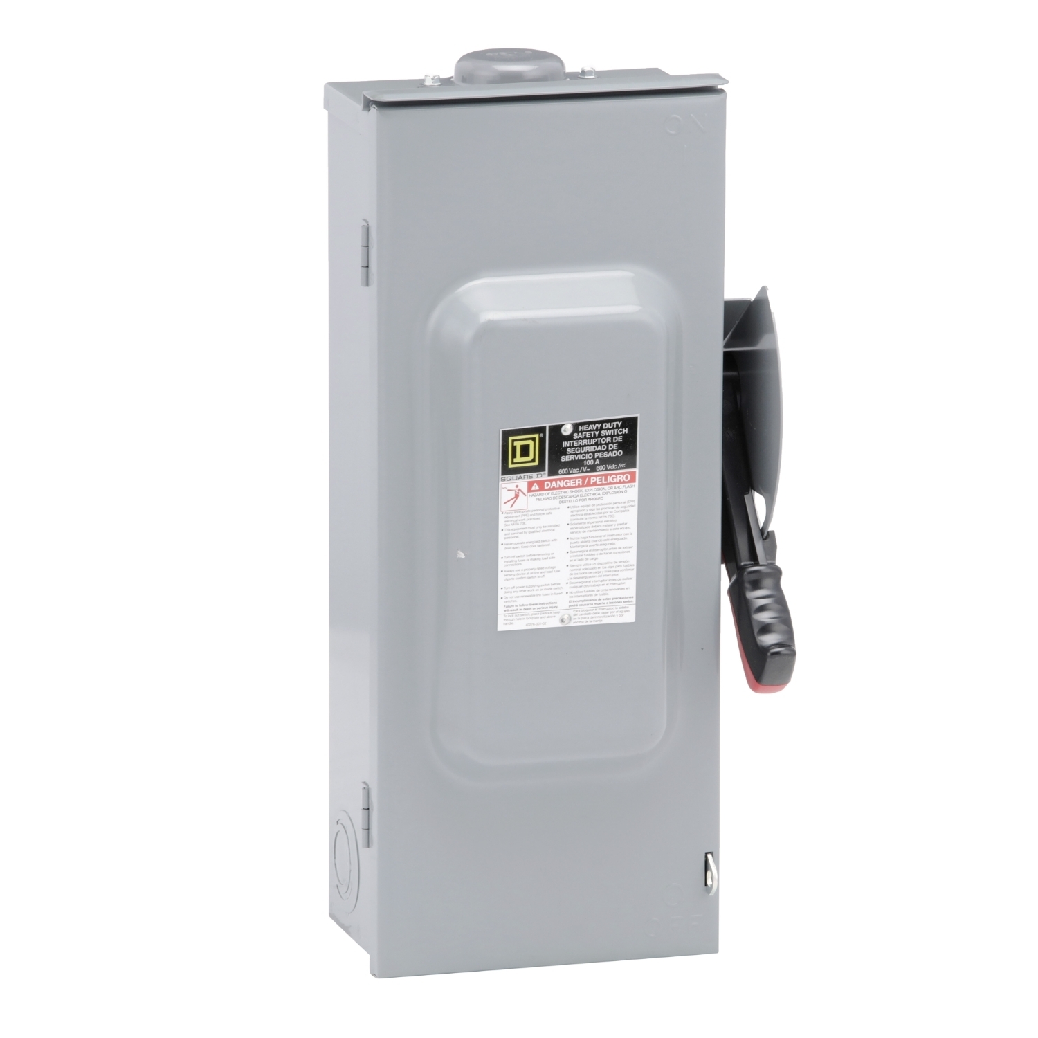 H363NRB Heavy Duty Fusible Iceproof Rainproof Sleetproof Safety Switch With Bolt-On Hub, Factory Installed Neutral, 600 VAC/VDC, 100 A, 30 hp, 50 hp, 3PST Contact, 3 Poles
