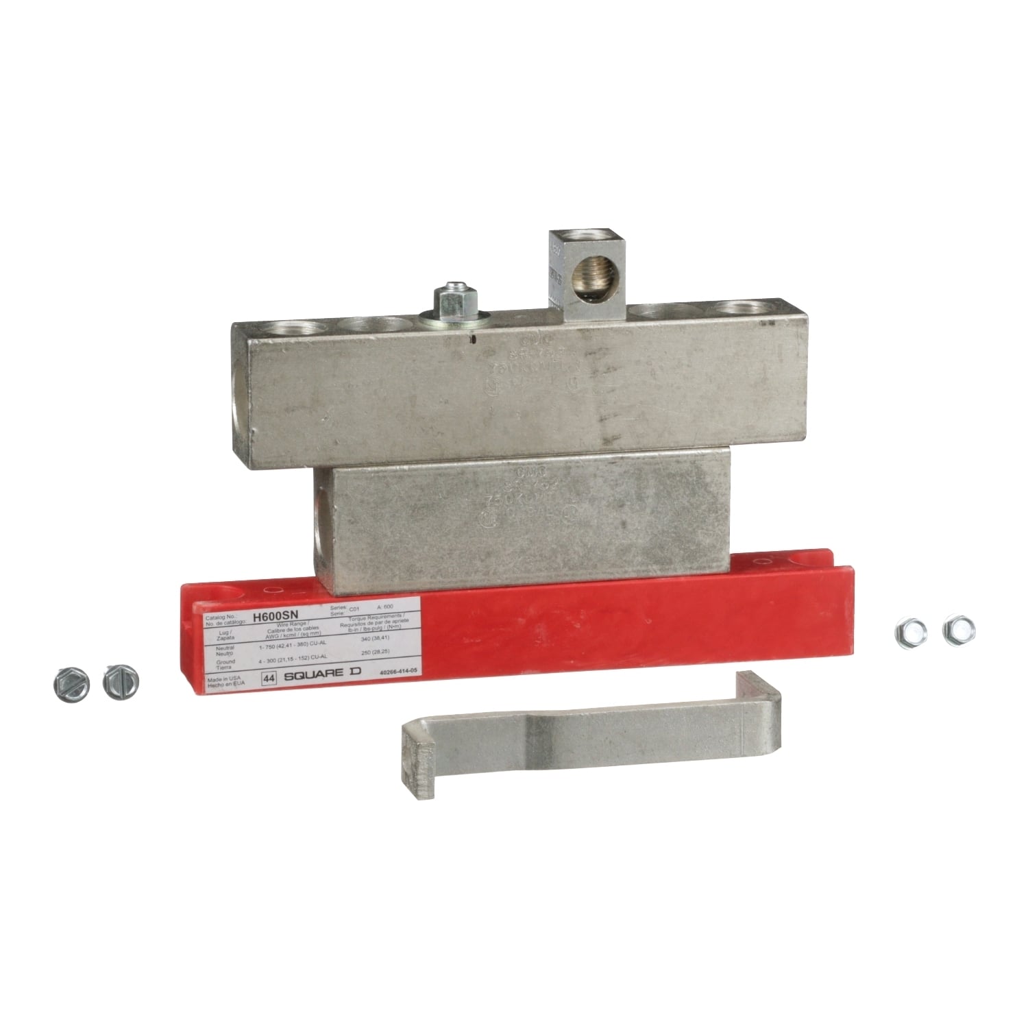 H600SN Insulated Heavy Duty Neutral Assembly, For Use With Fusible and Non-Fusible Safety Switch, 400/600 A, 240/600 V AC, 300 to 750 kcmil Aluminum/Copper