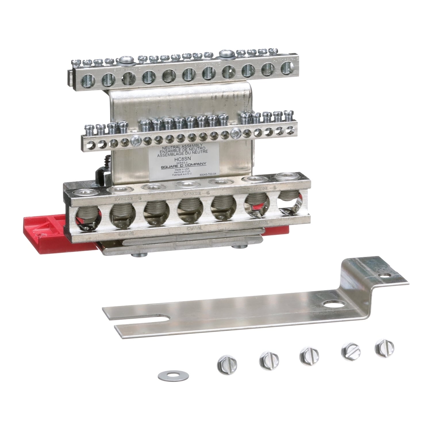 HC8SN I-Line Solid Mechanical Lug Solid Neutral Assembly, For Use With HCN, HCM Series Circuit Breaker Power Distribution Panelboard, 600 V AC/250 V DC, 800 A, 60 Hz, 3 Phase, 3/0 AWG to 750 kcmil Al/Cu, Surface Mount, Aluminum/Copper