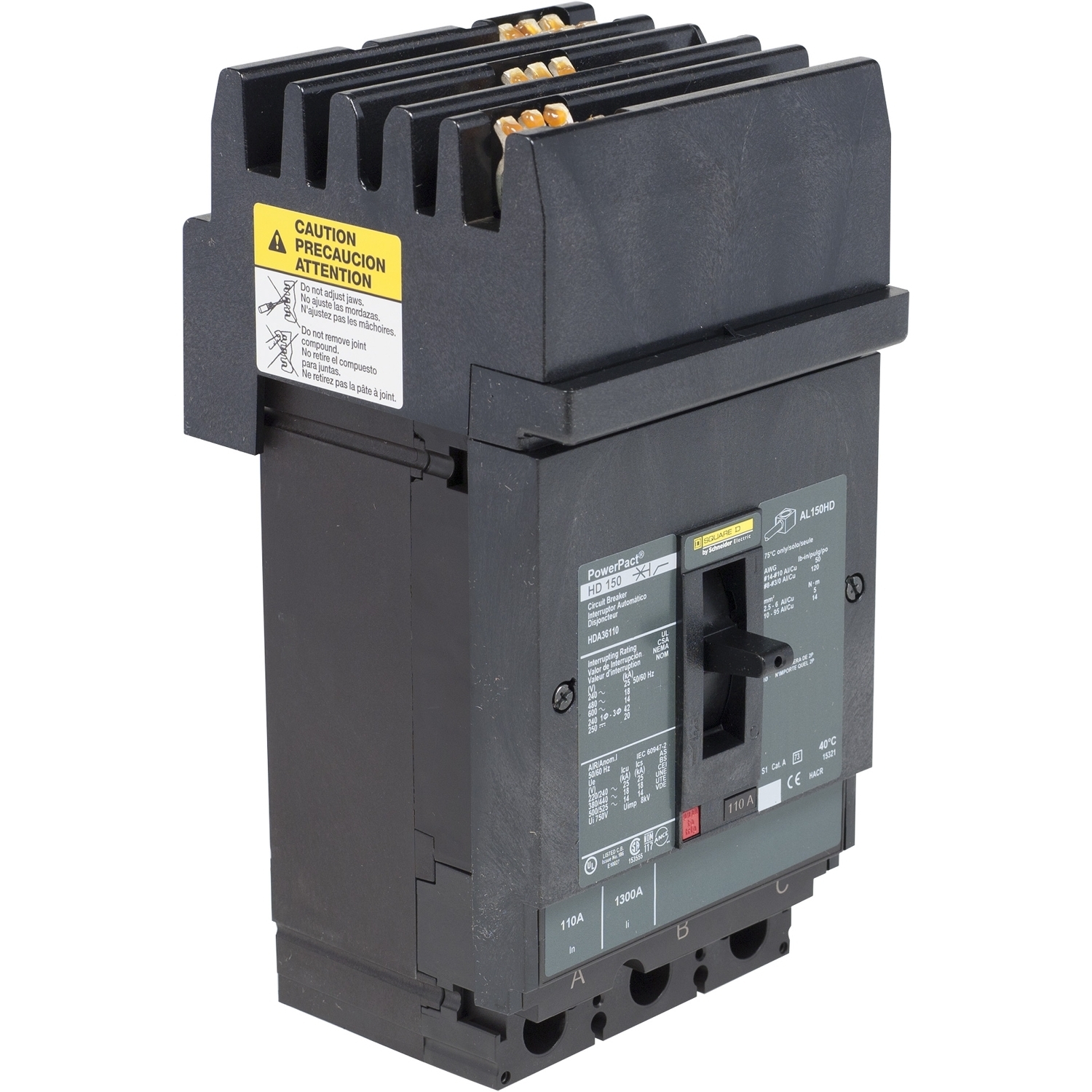 HDA36150U31X Molded Case Circuit Breaker, 150 Amp, 3 Pole, 600V