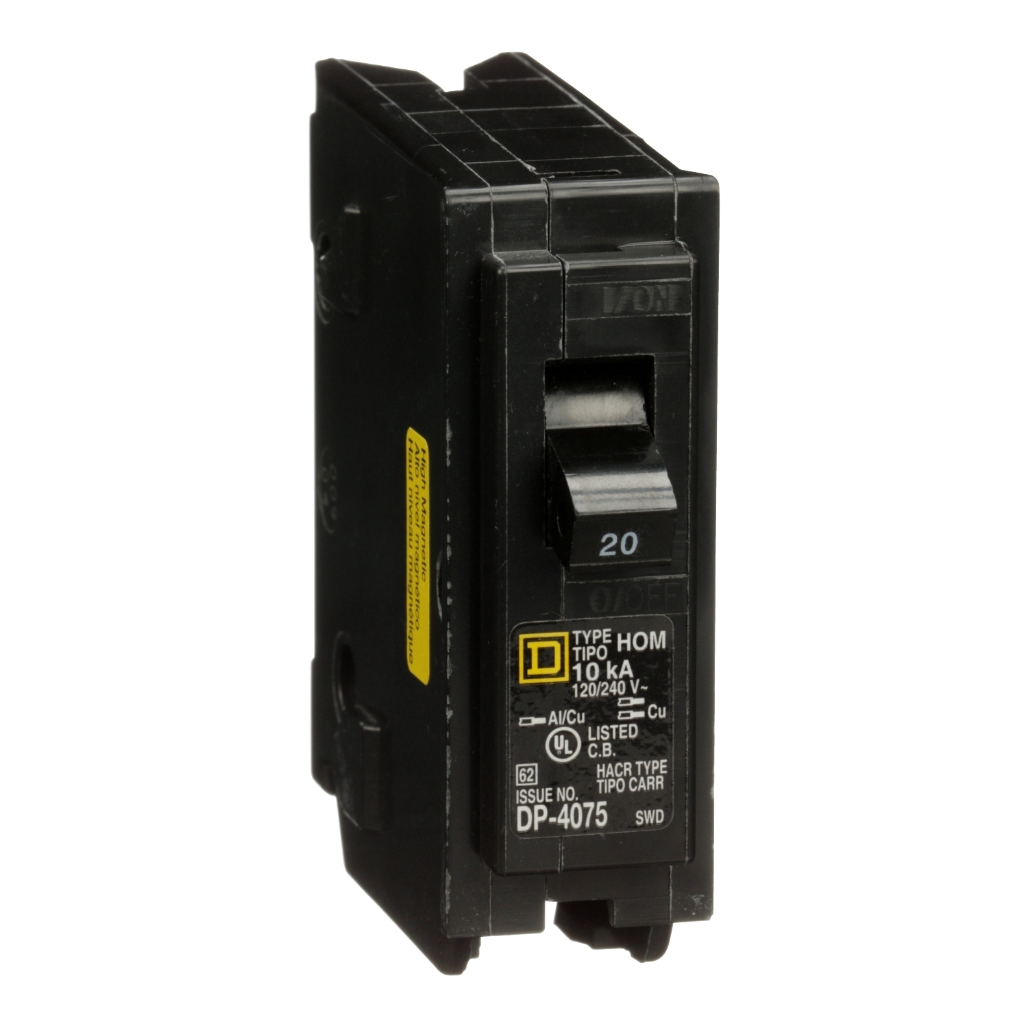 HOM120HM Homeline Miniature Circuit Breaker, 20 Amp, 1 Pole, 120/240V