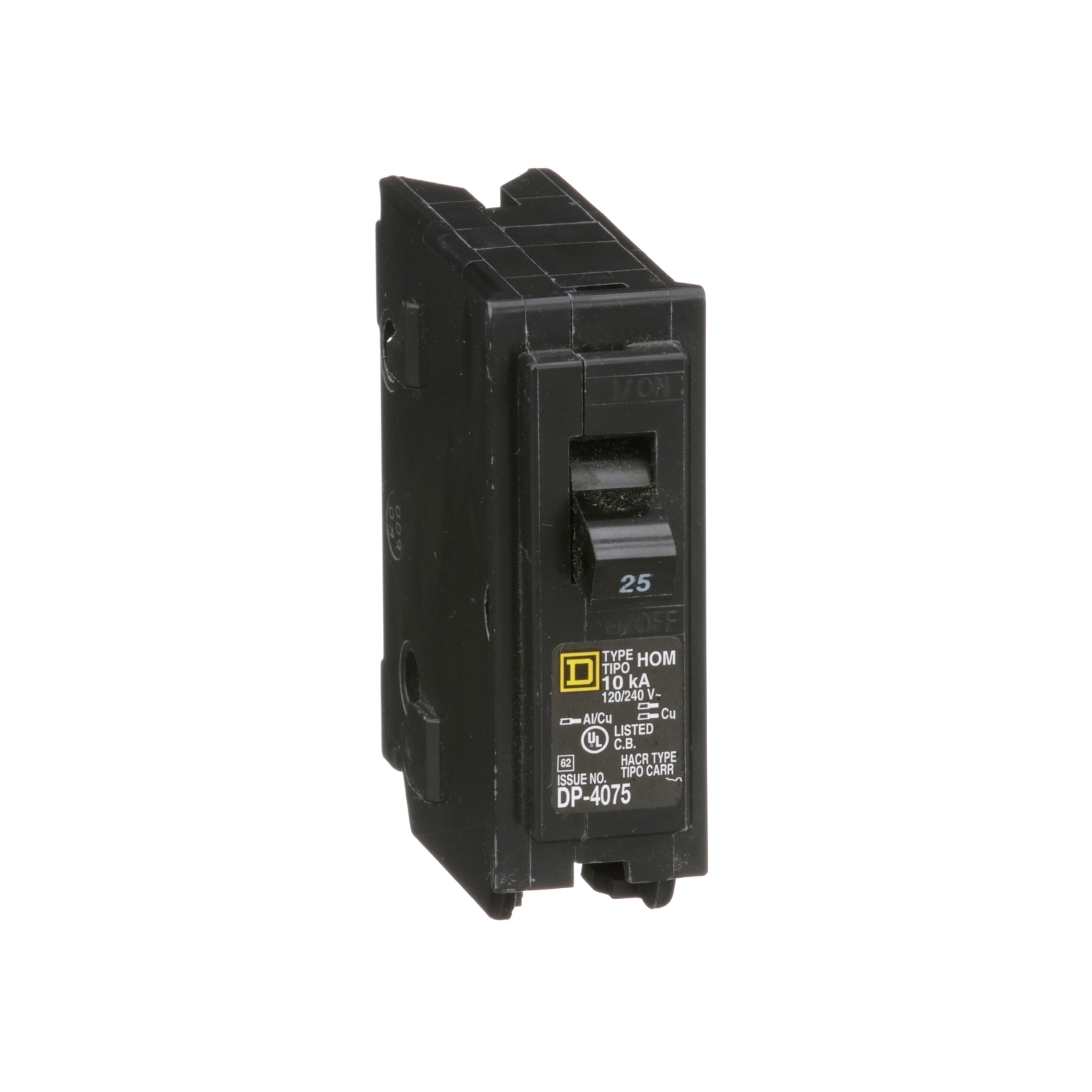 HOM125 Homeline Miniature Circuit Breaker, 25 Amp, 1 Pole, 120/240V