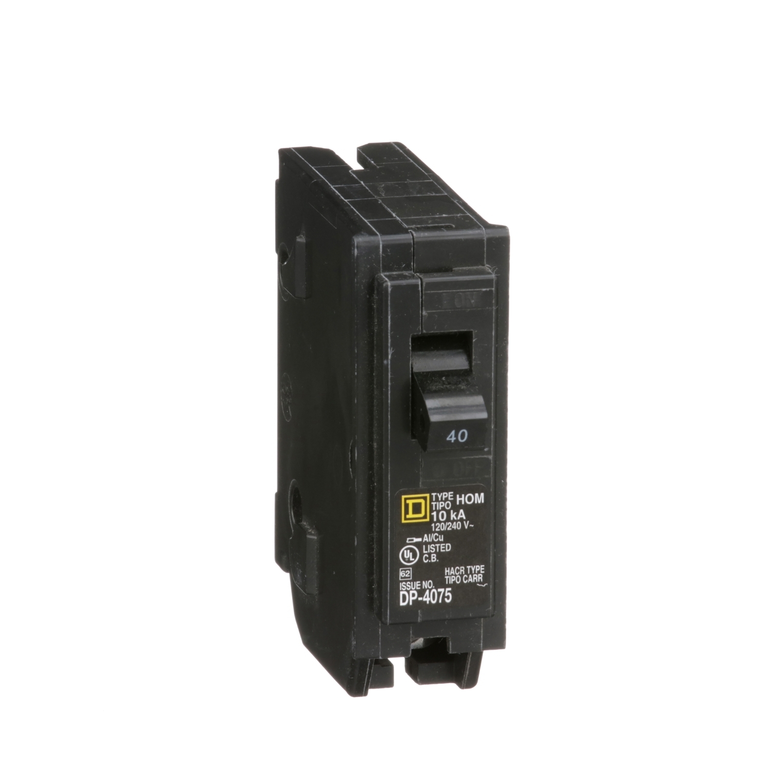 HOM140 Homeline Miniature Circuit Breaker, 40 Amp, 1 Pole, 120/240V