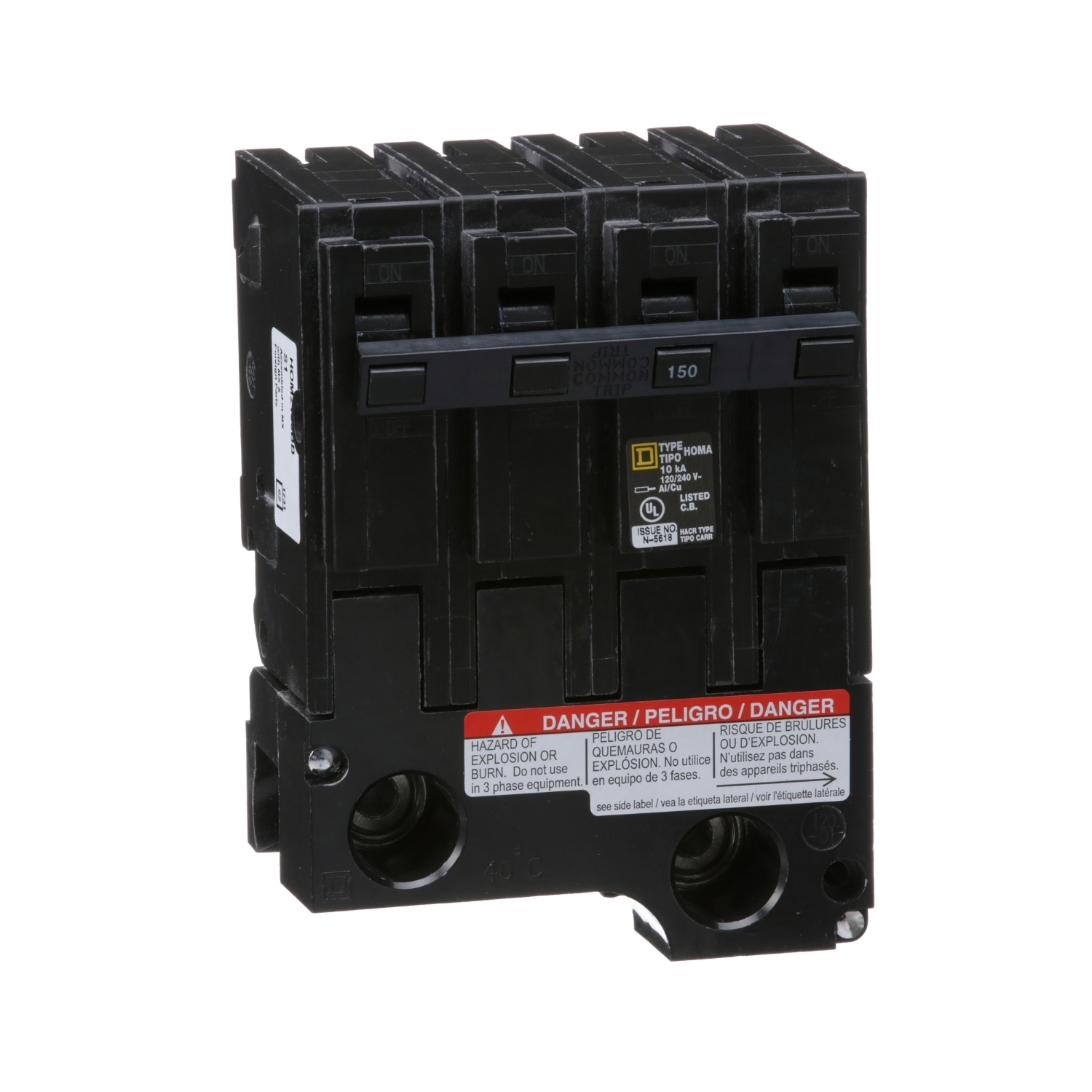 HOM2150BB Homeline Miniature Circuit Breaker, 150 Amp, 4 Pole, 120/240V