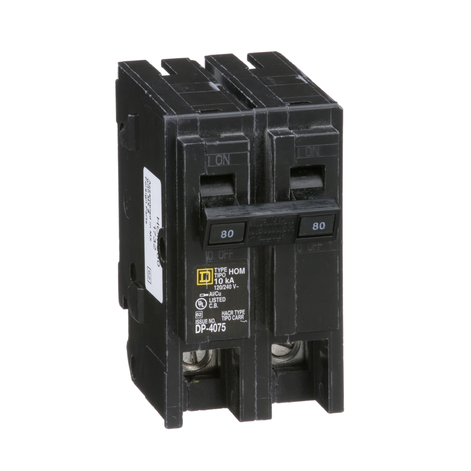 HOM280 Homeline Miniature Circuit Breaker, 80 Amp, 2 Pole, 120/240V