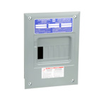 Load center, Homeline, 1 phase, 6 spaces, 12 circuits, 100A fixed main lugs, NEMA1, flush cover