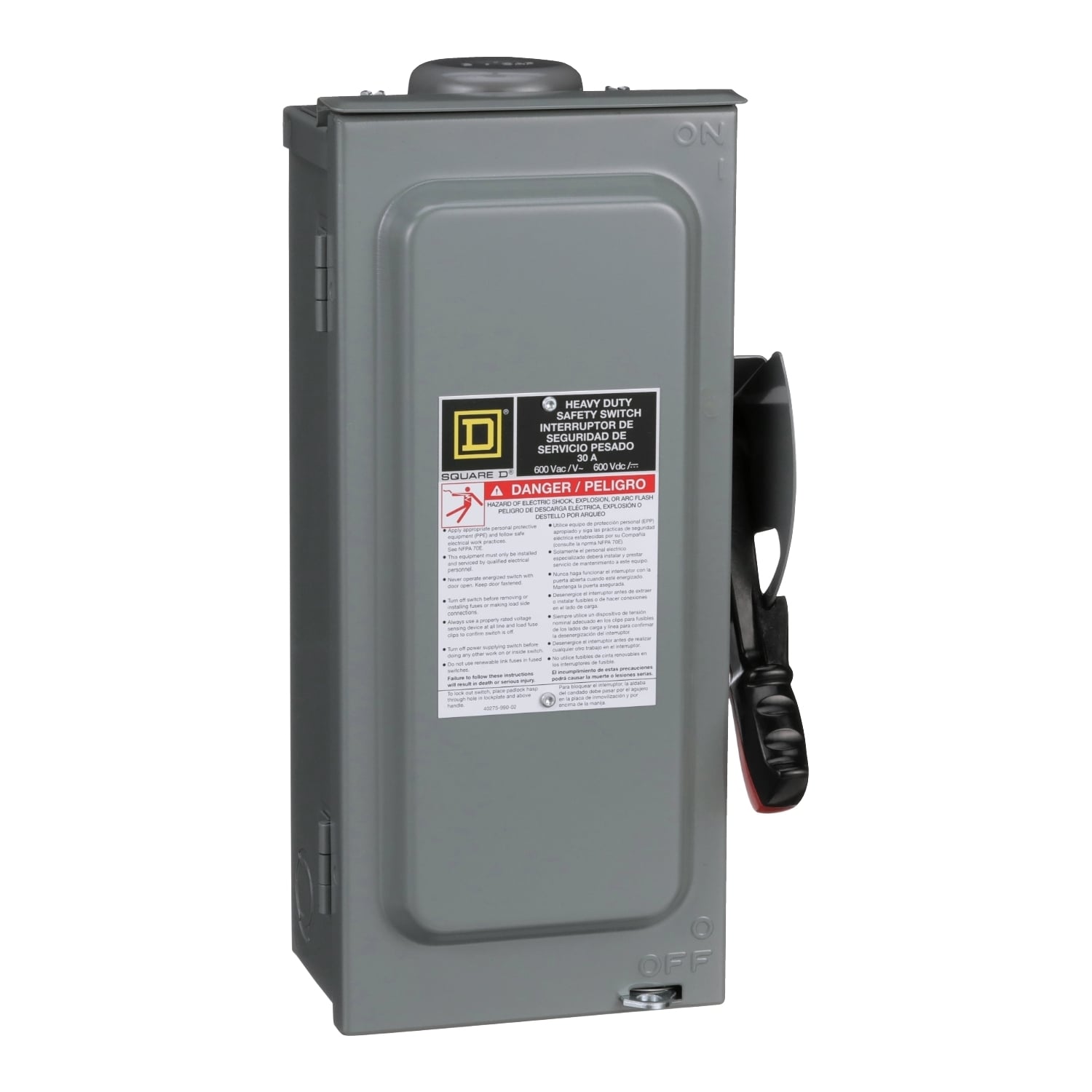 HU361NRB F5 Iceproof Non-Fusible Rainproof Single Throw Sleetproof Heavy Duty Safety Switch With Factory Installed Neutral, Bolt-On Hub Provision, 600 VAC/VDC, 30 A, 10 hp, 15 hp, 30 hp, 3PST Contact, 3 Poles