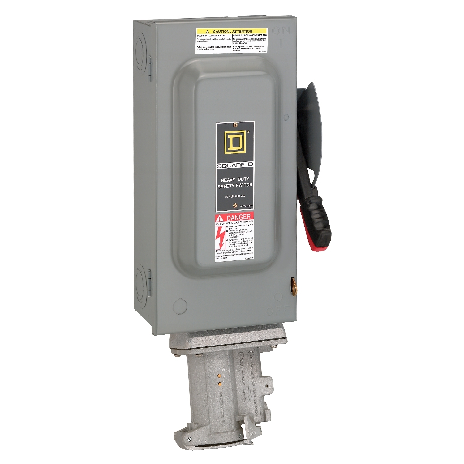 HU362WC F6 Heavy Duty General Purpose Non-Fusible Receptacle Safety Switch With Crouse-Hinds Arktite Interlocked Receptacle, 600 VAC, 250 VDC, 60 A, 30 hp at 600 VAC 1-Phase, 60 hp at 600 VAC 3-Phase, 3 Poles