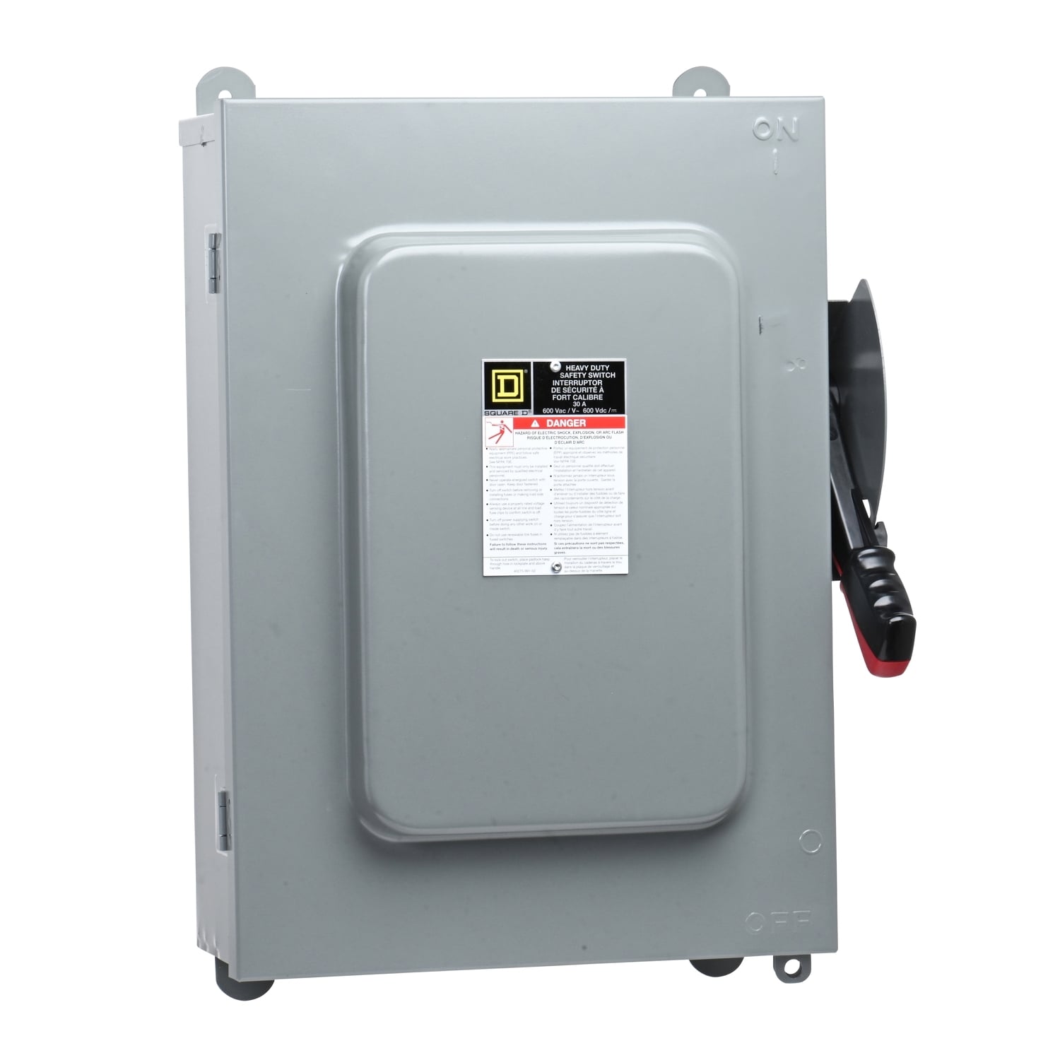 HU461AWK F6 Dust/Driptight Iceproof Non-Fusible Rainproof Sleetproof Heavy Duty Safety Switch, 600 V AC/DC, 30 A, 15 hp, 25 hp, 30 hp, 4 Poles