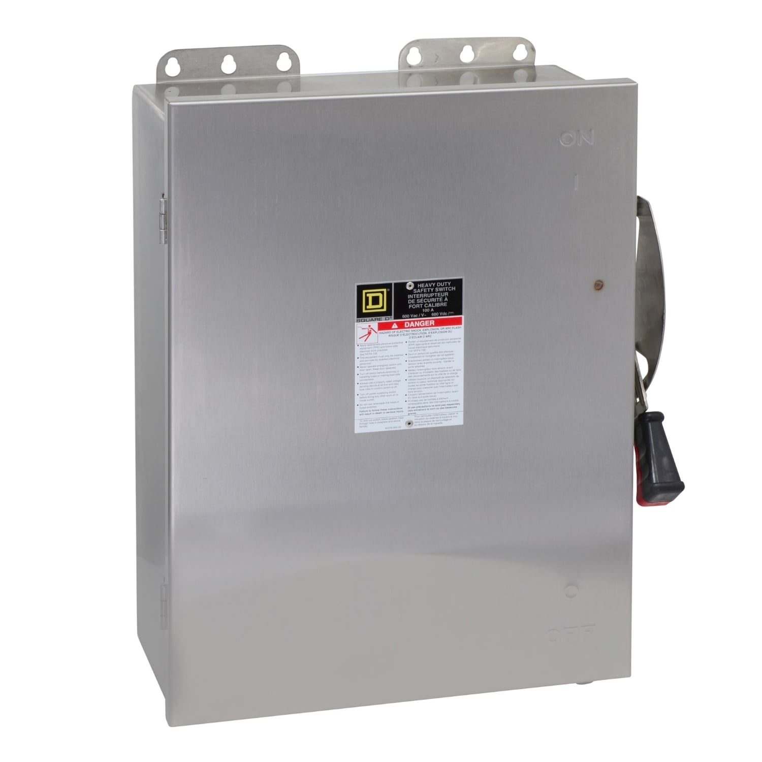 HU463DS F6 Corrosion-Resistant Dusttight Heavy Duty Non-Fusible Disconnect Watertight Safety Switch, 600 V AC/DC, 100 A, 30 hp, 50 hp, 75 hp, 4PST Contact, 4 Poles