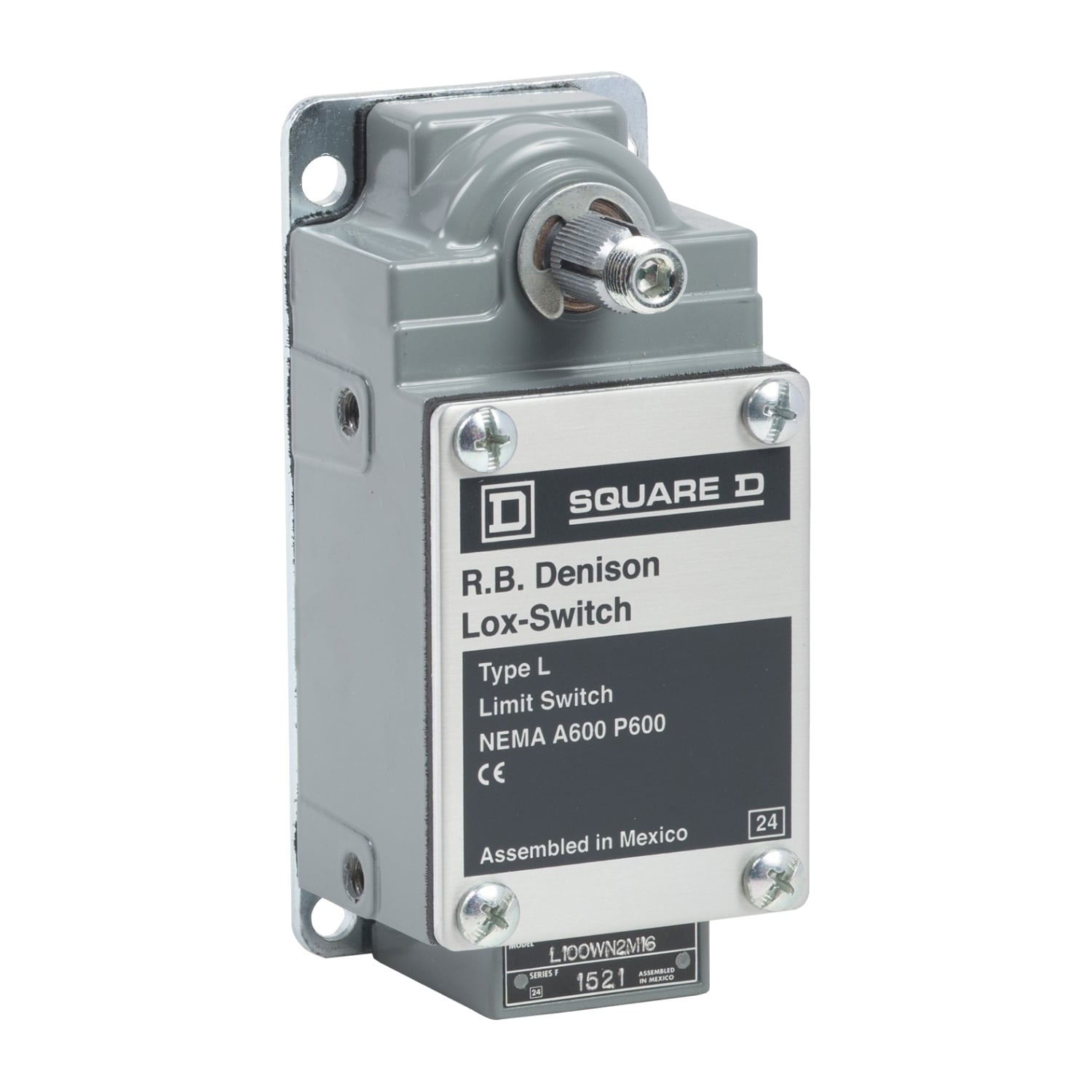 L100WN2M16 Severe Duty Mill Limit Switch, 600 V, 20 A, 1CO, 2NO 2 Form X DPST-DB Contact, 2 Poles