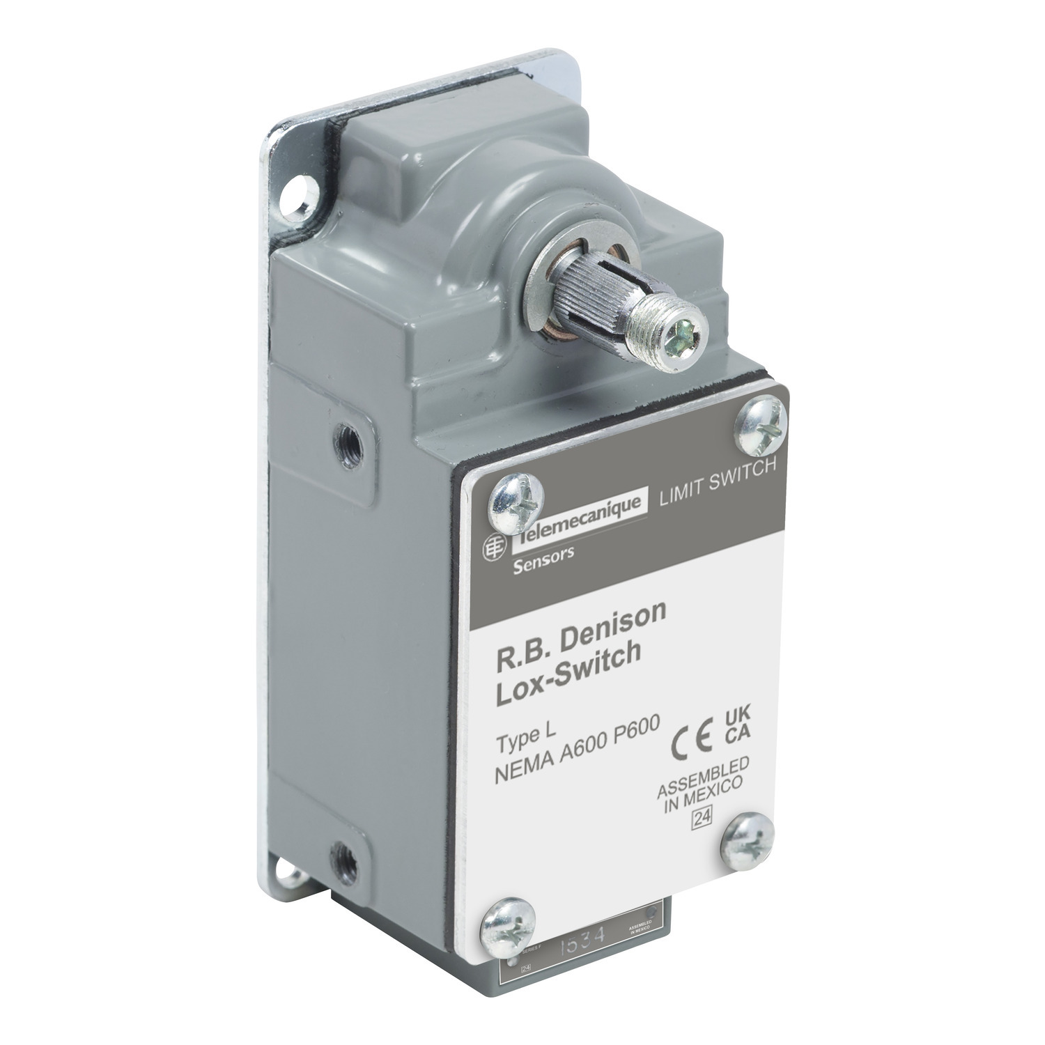 L525WDL2M58 L-Fixed Severe Duty Limit Switch, 600 V AC, 20 A, Spring Return Actuator, 2NC DPST Contact, 2 Poles