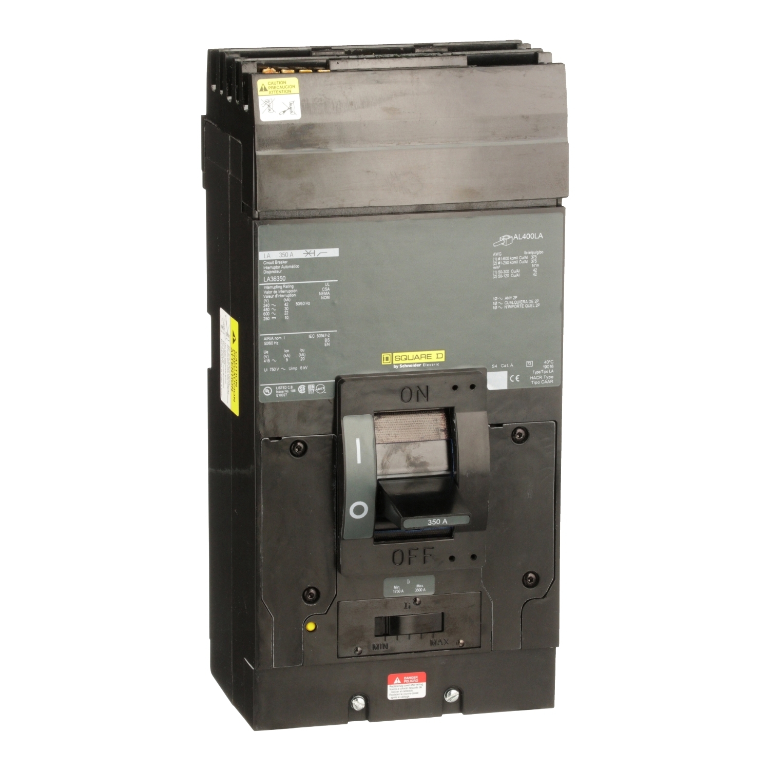 LA36350 Molded Case Circuit Breaker, 350 Amp, 3 Pole, 600V