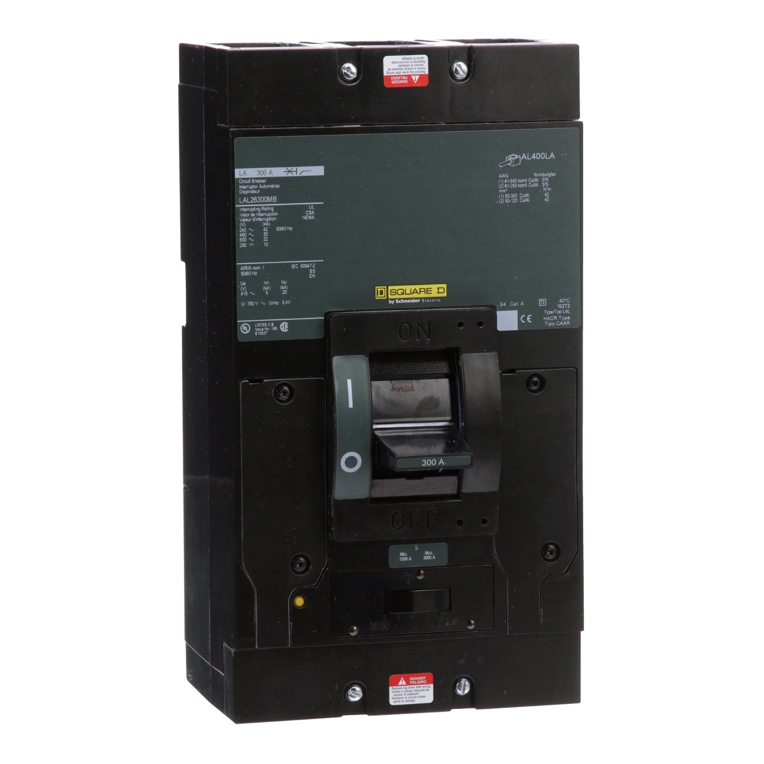 LAL26300MB Molded Case Circuit Breaker, 300 Amp, 2 Pole, 600V
