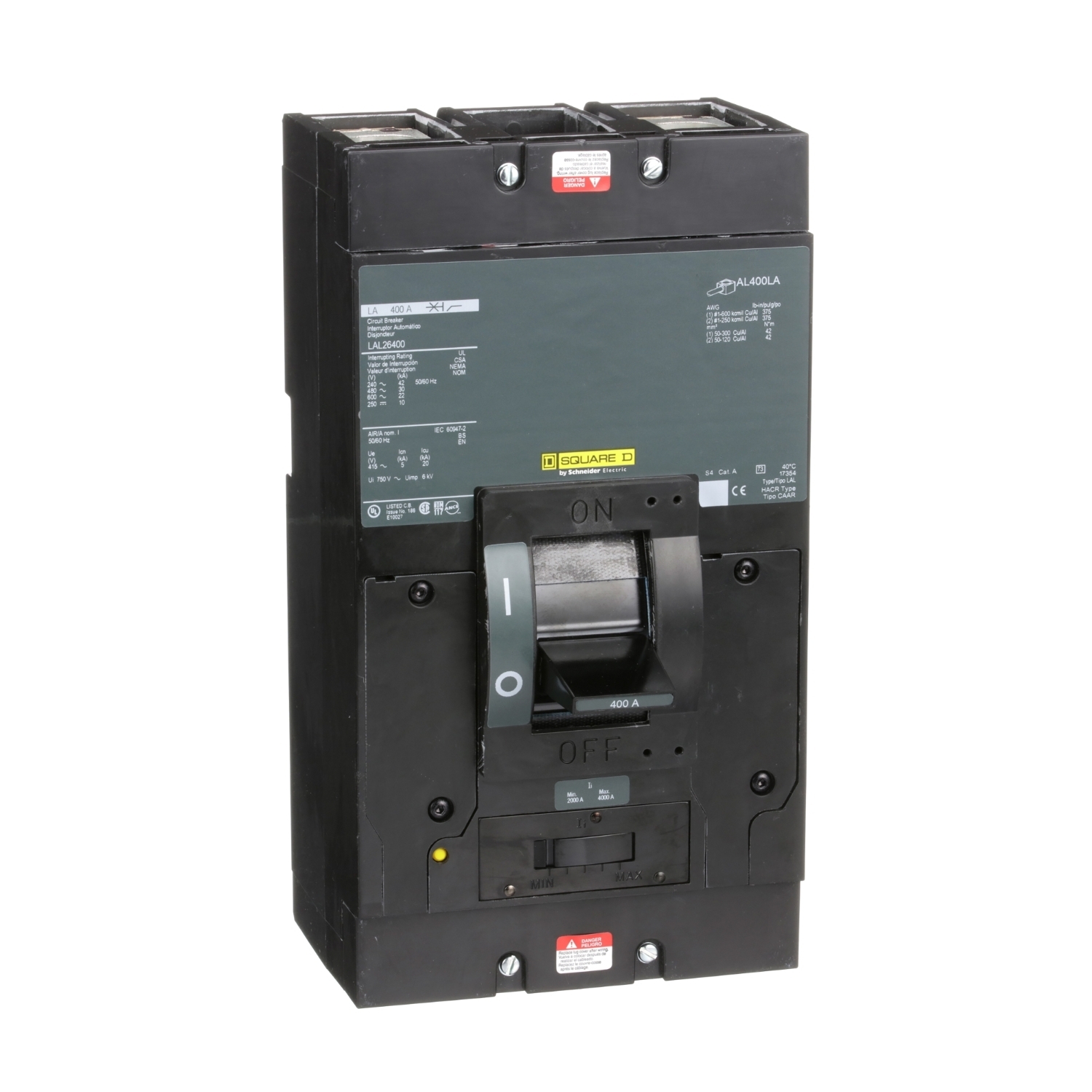 LAL26400 Molded Case Circuit Breaker, 400 Amp, 2 Pole, 600V