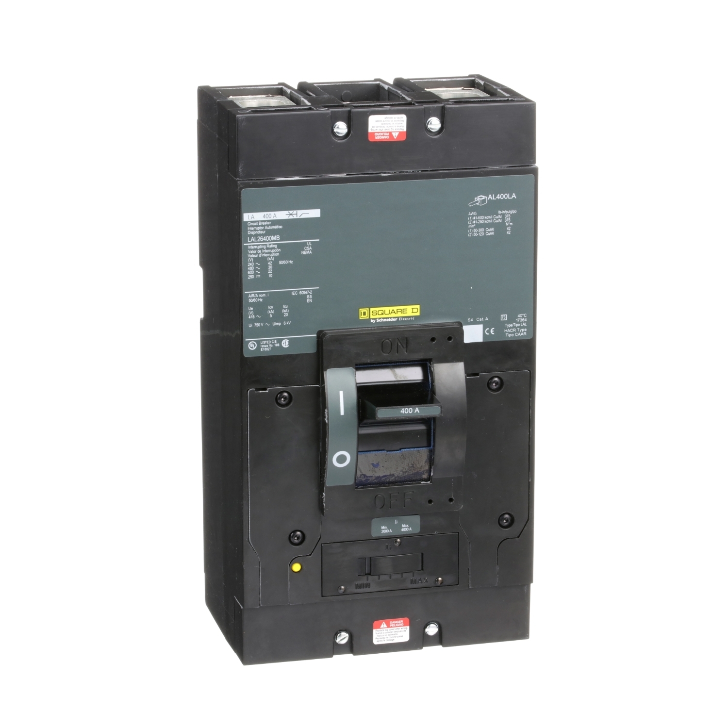 LAL26400MB Molded Case Circuit Breaker, 400 Amp, 2 Pole, 600V