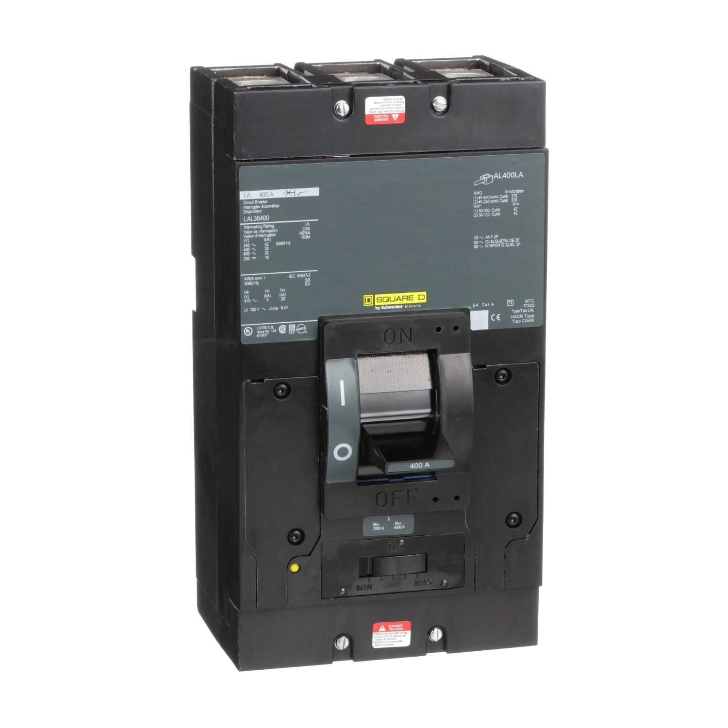 LAL36400 Molded Case Circuit Breaker, 400 Amp, 3 Pole, 600V