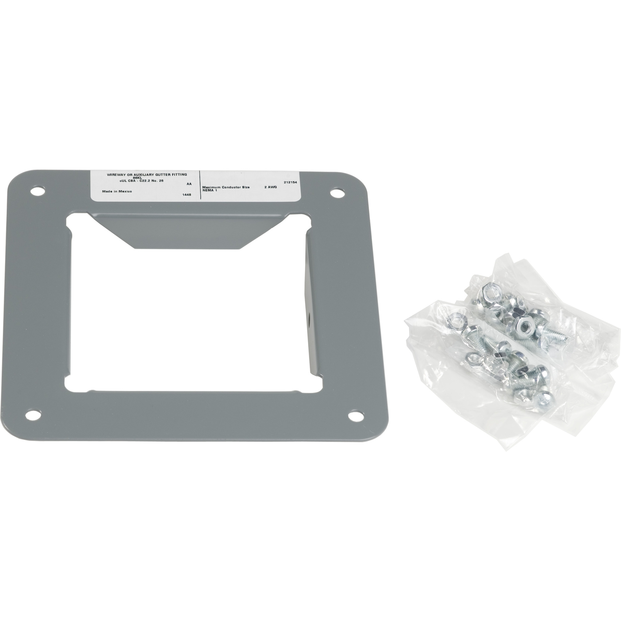 LDB4A Square-Duct Panel Adapter, 4 x 4 in, For Use With Type LDB Wireway, Steel, Polyester Powder Coated